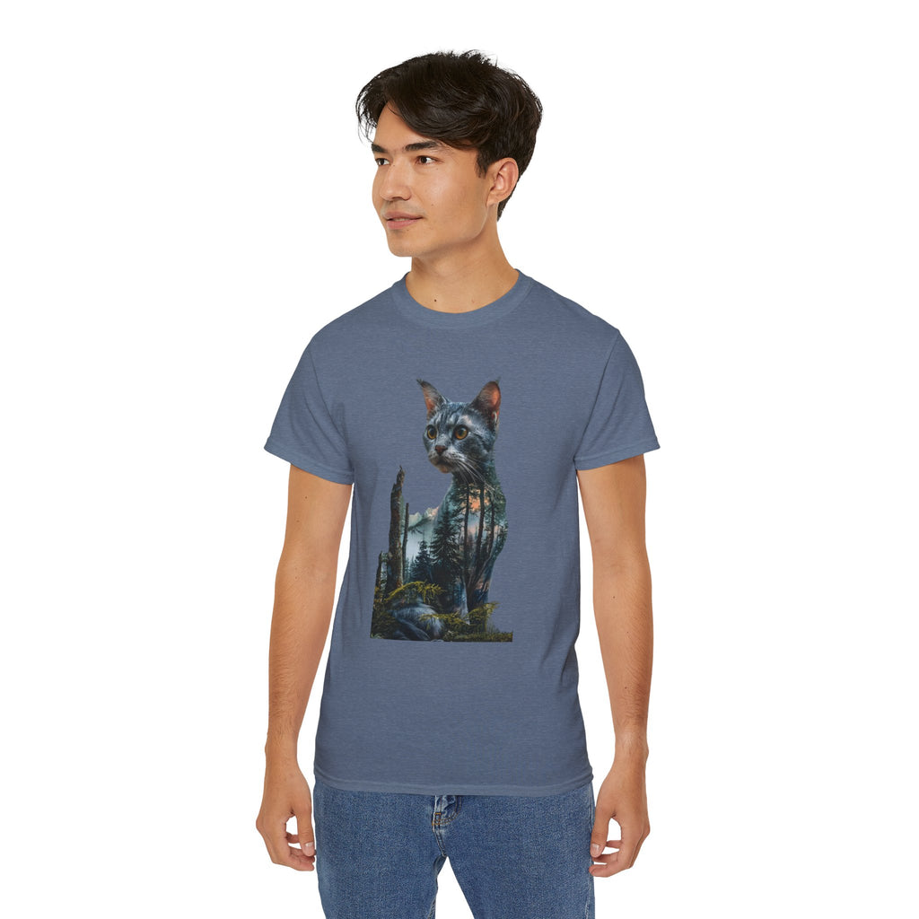 Cat Silhouette T-Shirt — Double Exposure Wild Africa Graphic Tee