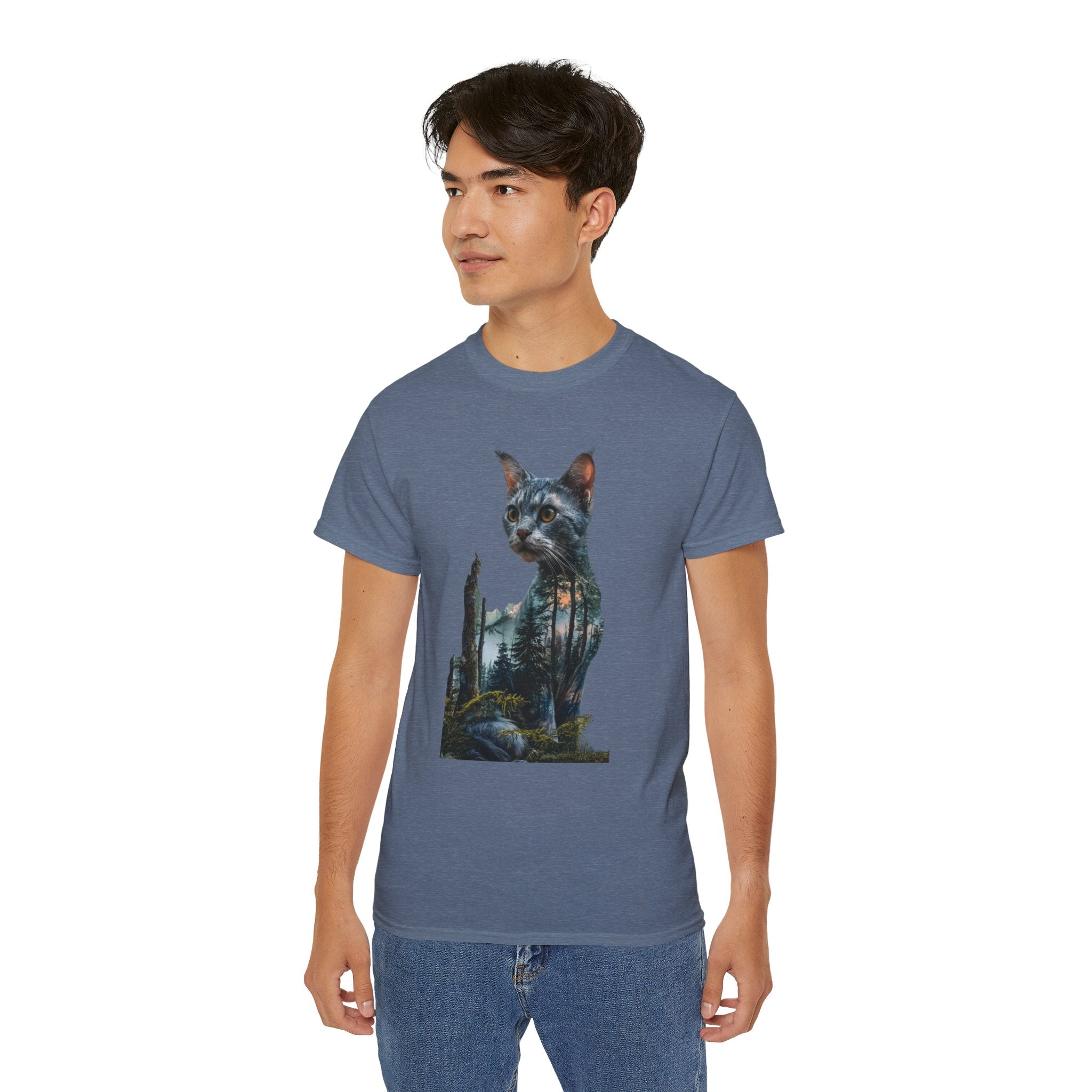 Cat Silhouette T-Shirt — Double Exposure Wild Africa Graphic Tee