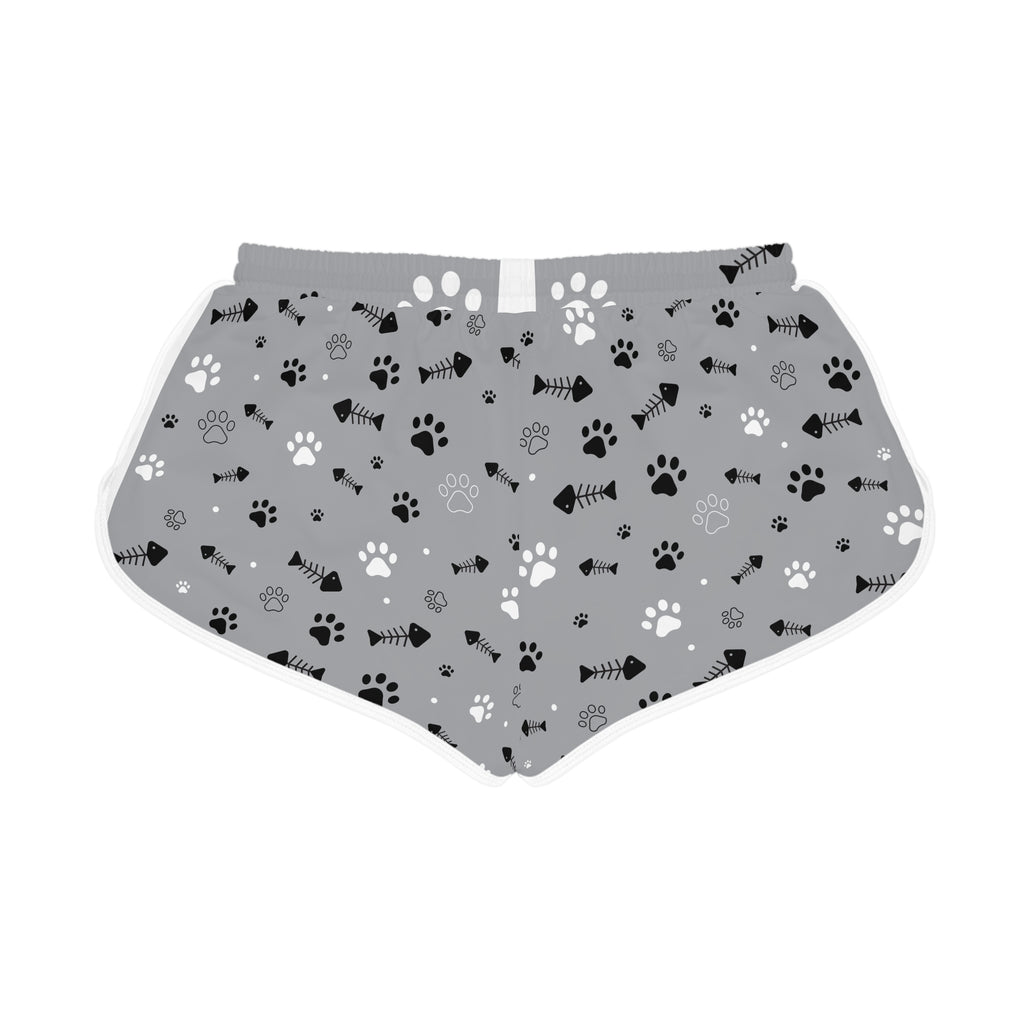 Cat Paw Print Lounge Shorts — Women's Relaxed AOP Sleep & Casual Shorts