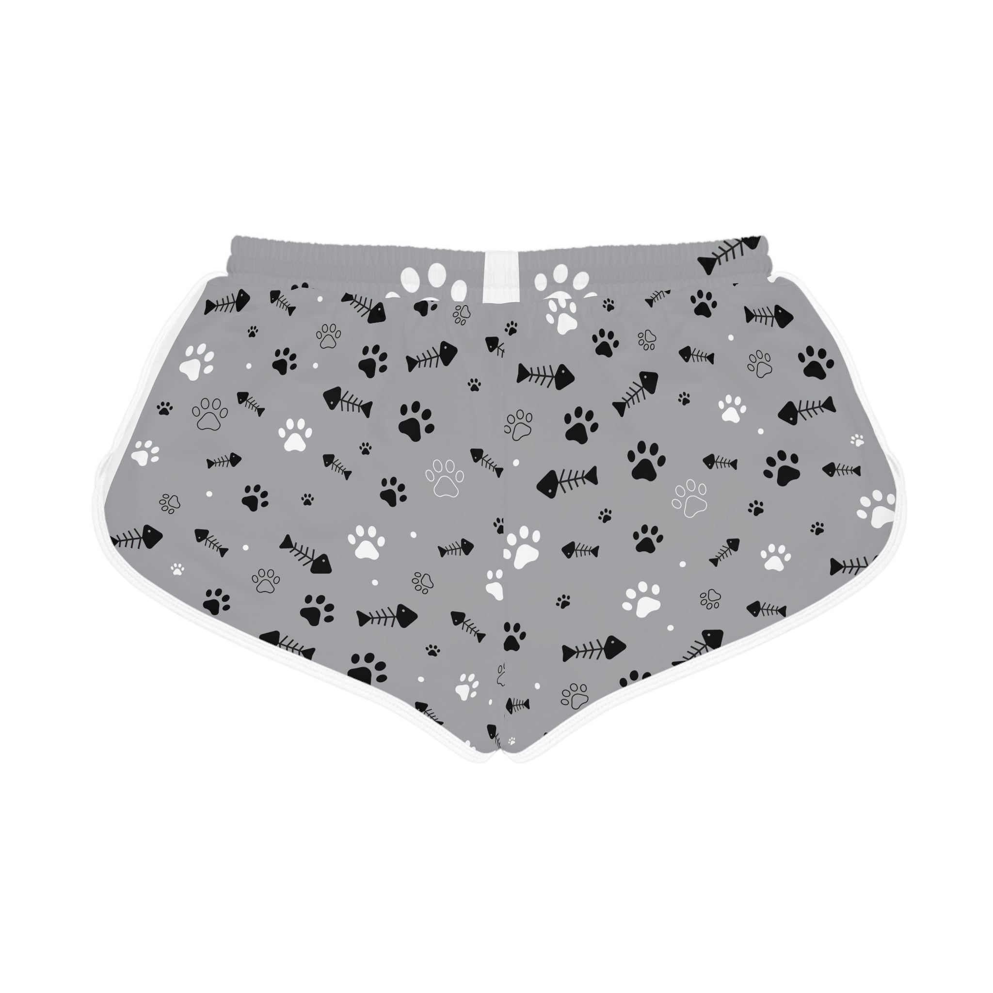 Cat Paw Print Lounge Shorts — Women's Relaxed AOP Sleep & Casual Shorts