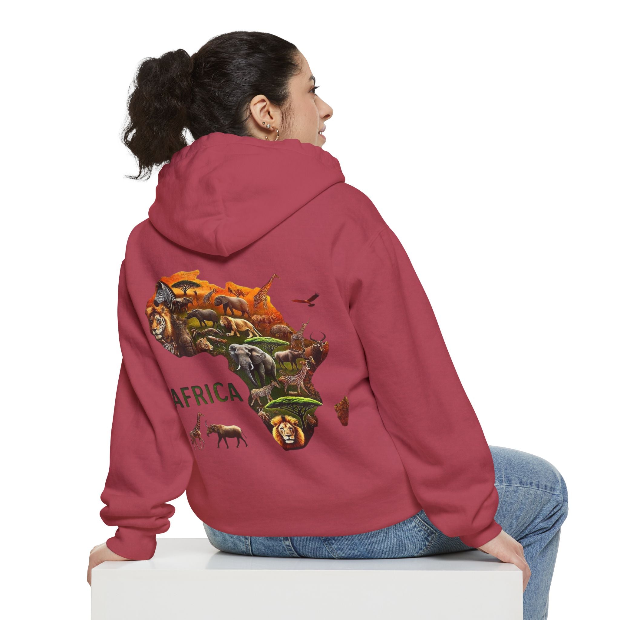 Africa Wildlife Map Hoodie — Safari Animal Graphic Pullover