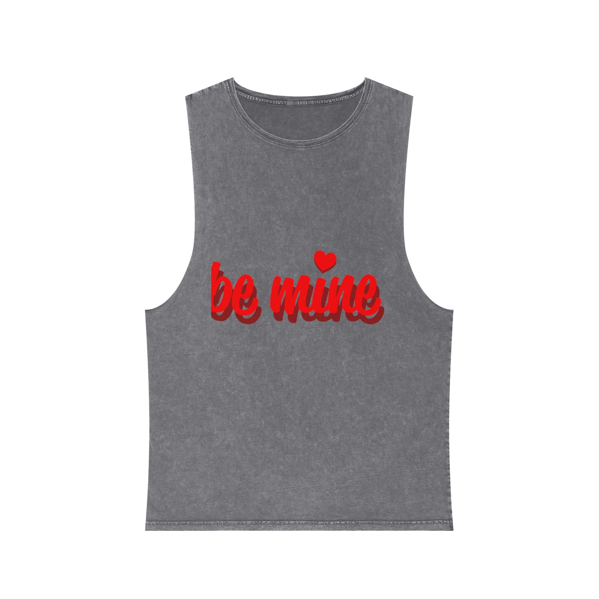 Be Mine Tank Top — Valentine Heart Graphic Stonewash Tank