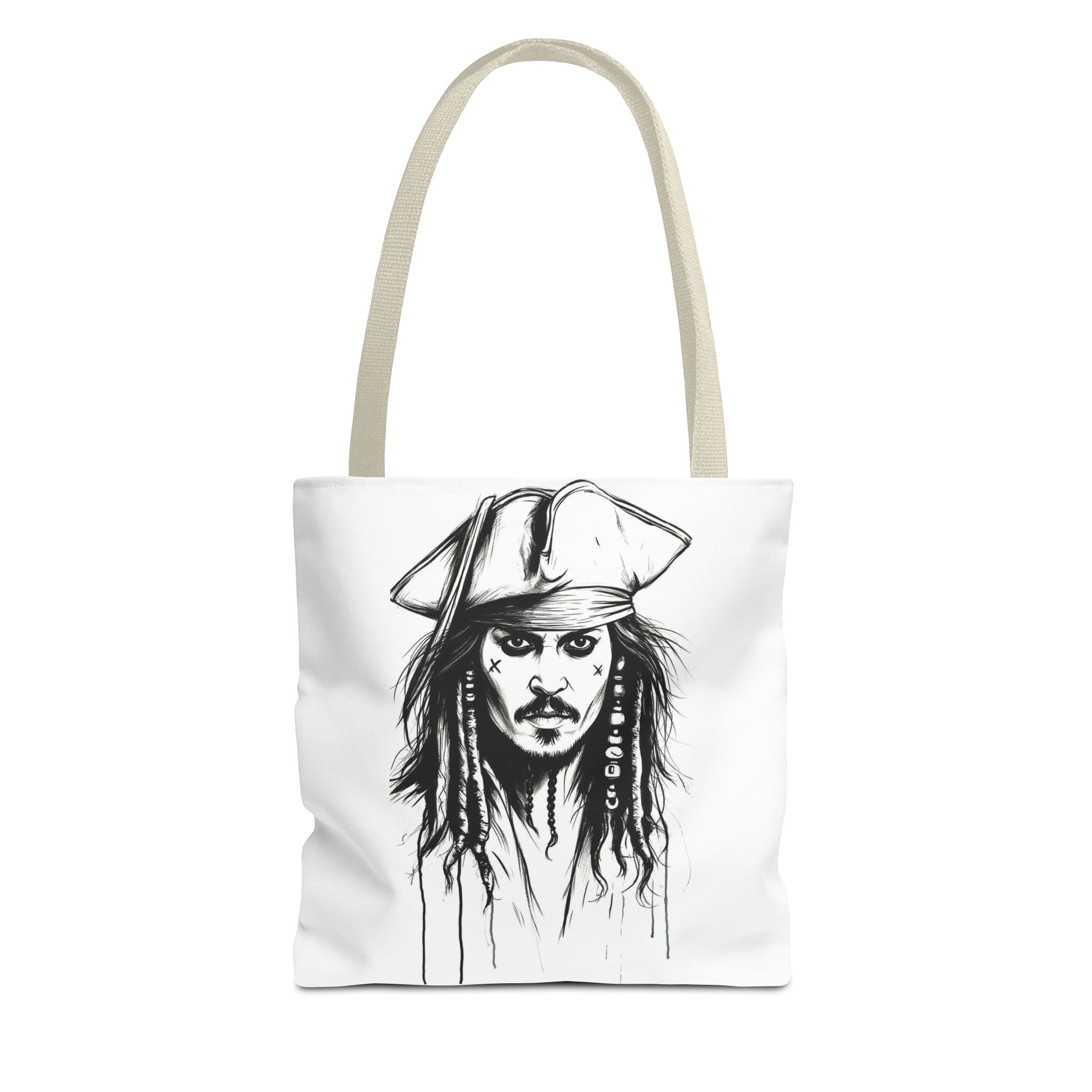 Artistic Pirate Skull Tote Bag — Gothic Sketch Tote for Fans
