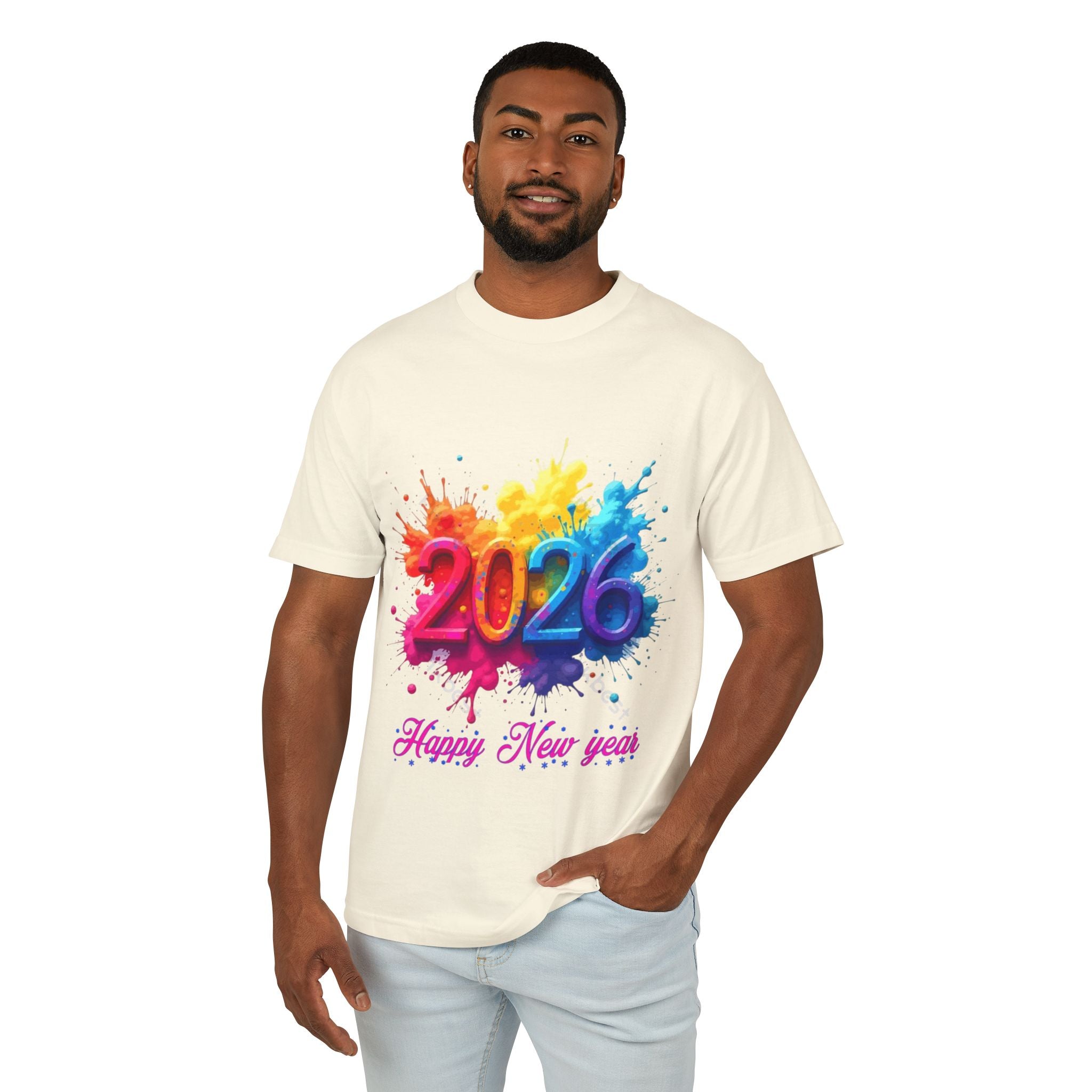 2026 Happy New Year T-Shirt — Colorful Splash Celebration Tee