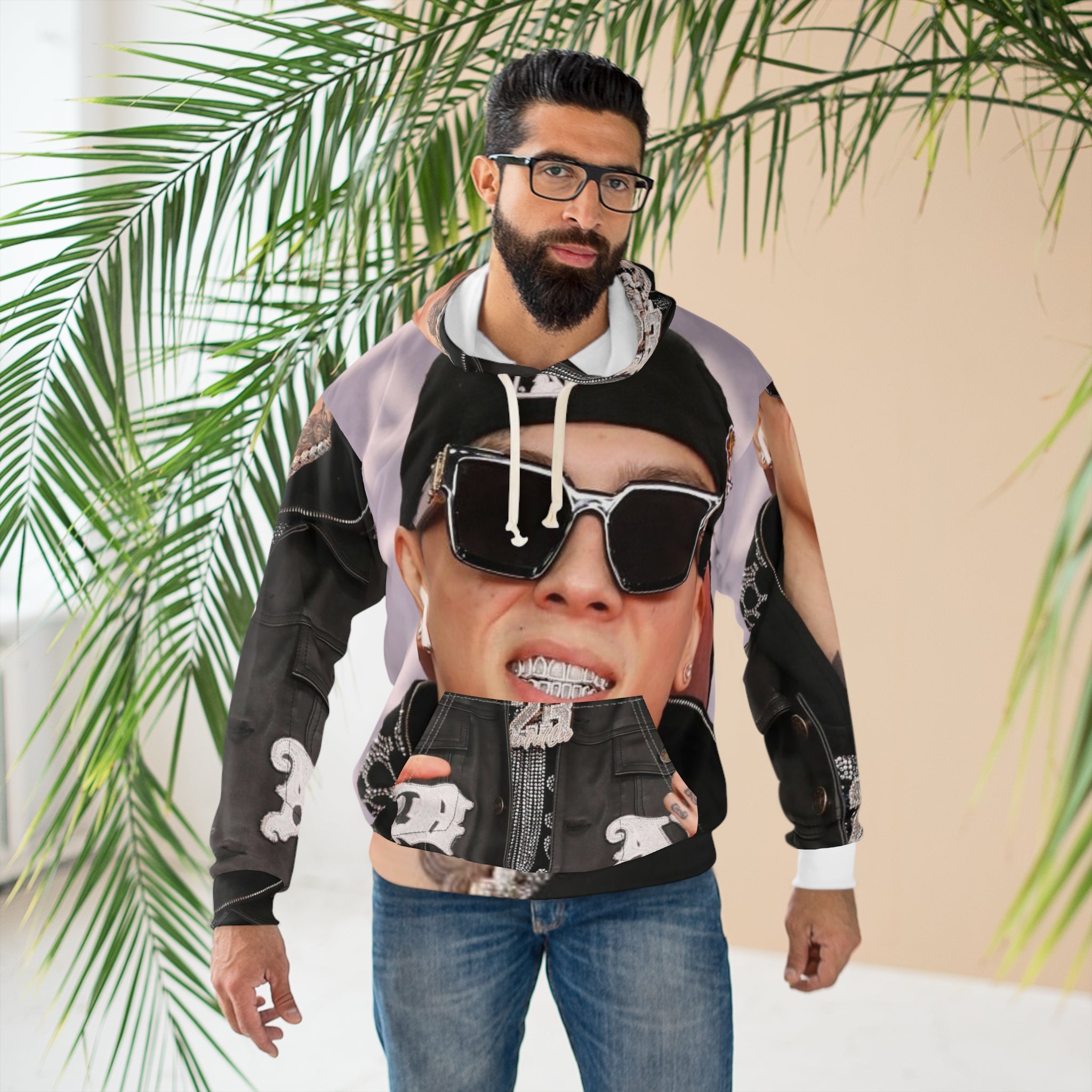 All-Over Print Graphic Hoodie — Celebrity Photo Collage Design