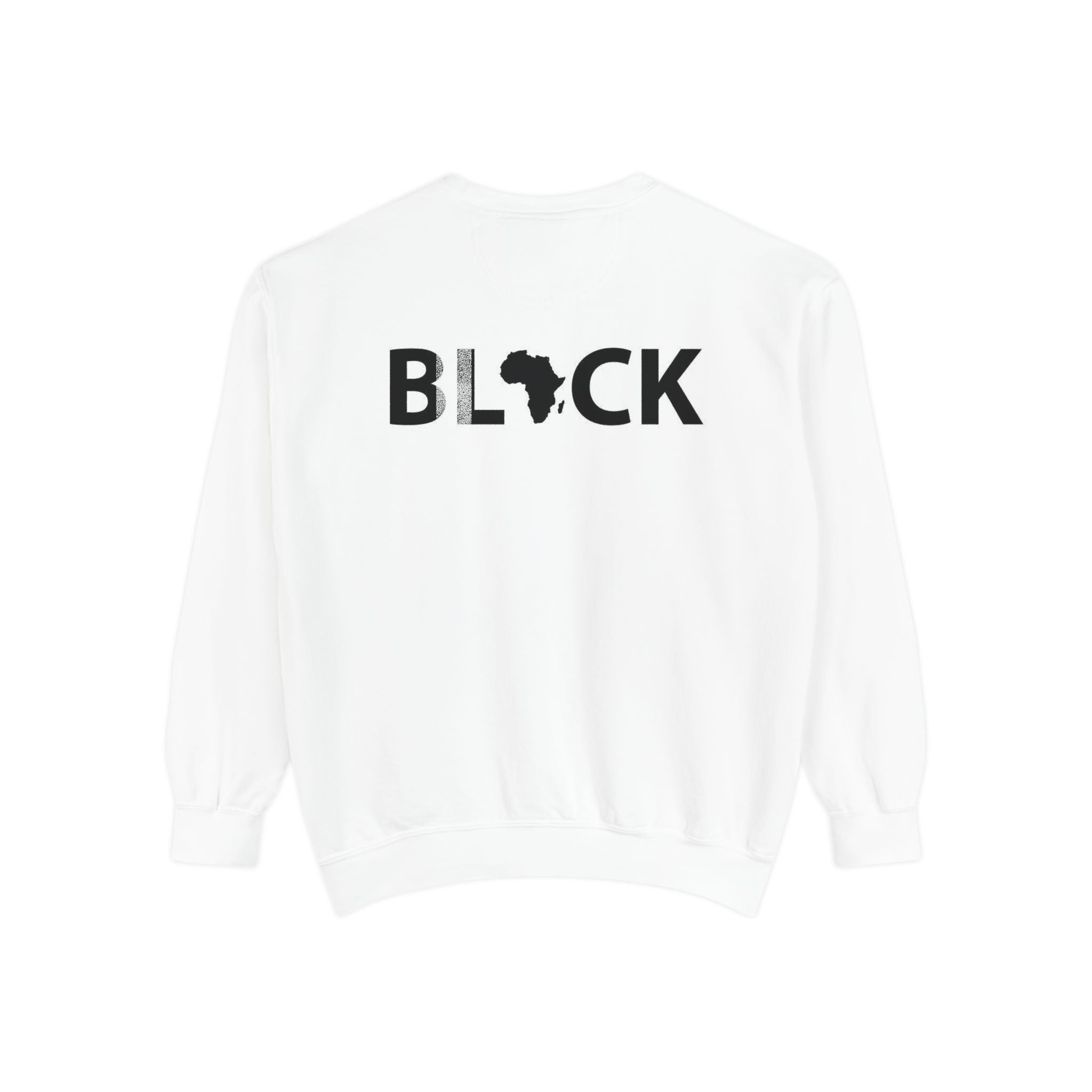 African Heritage Faces Crewneck Sweatshirt — "BLACK" Back Graphic