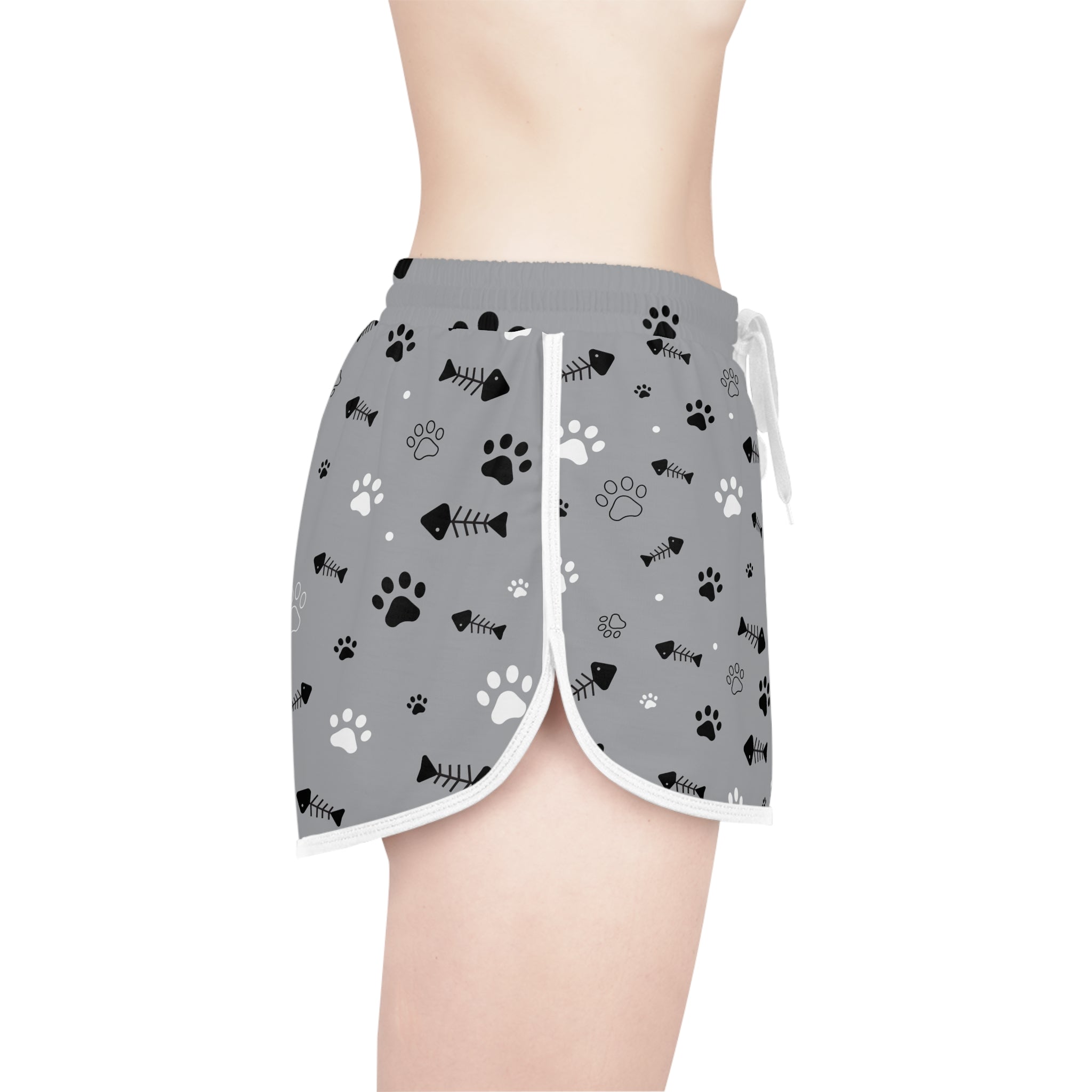 Cat Paw Print Lounge Shorts — Women's Relaxed AOP Sleep & Casual Shorts