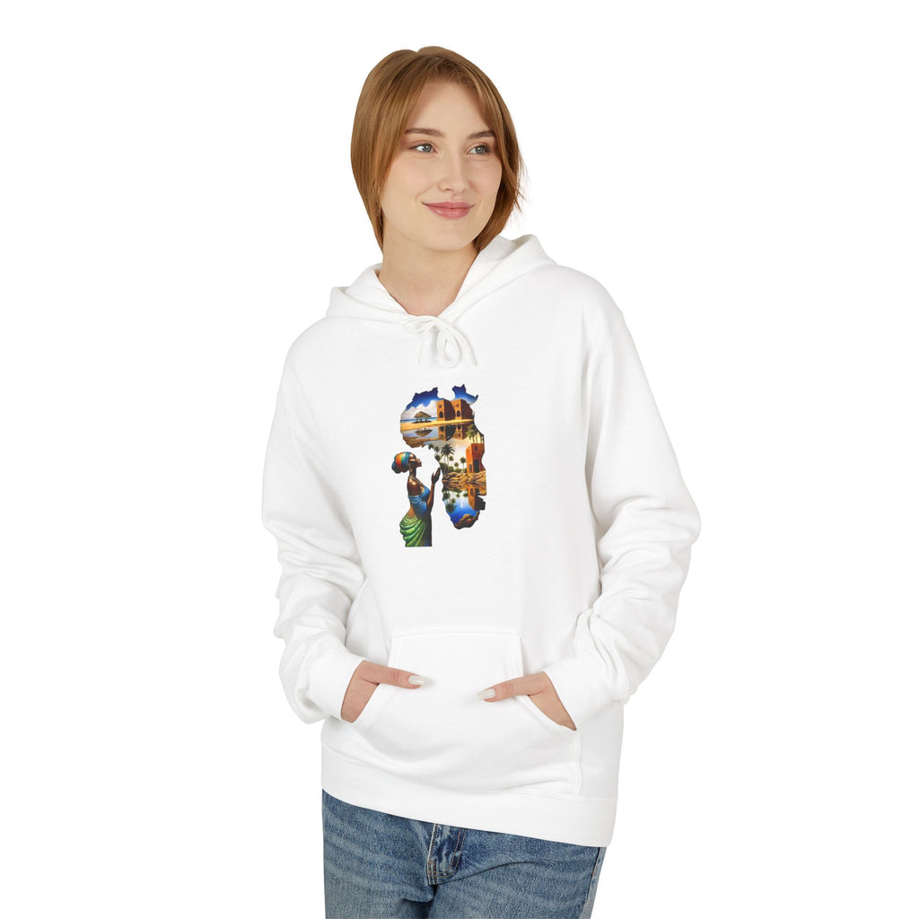 African Silhouette Hoodie — Colorful Safari & Village Landscape Design