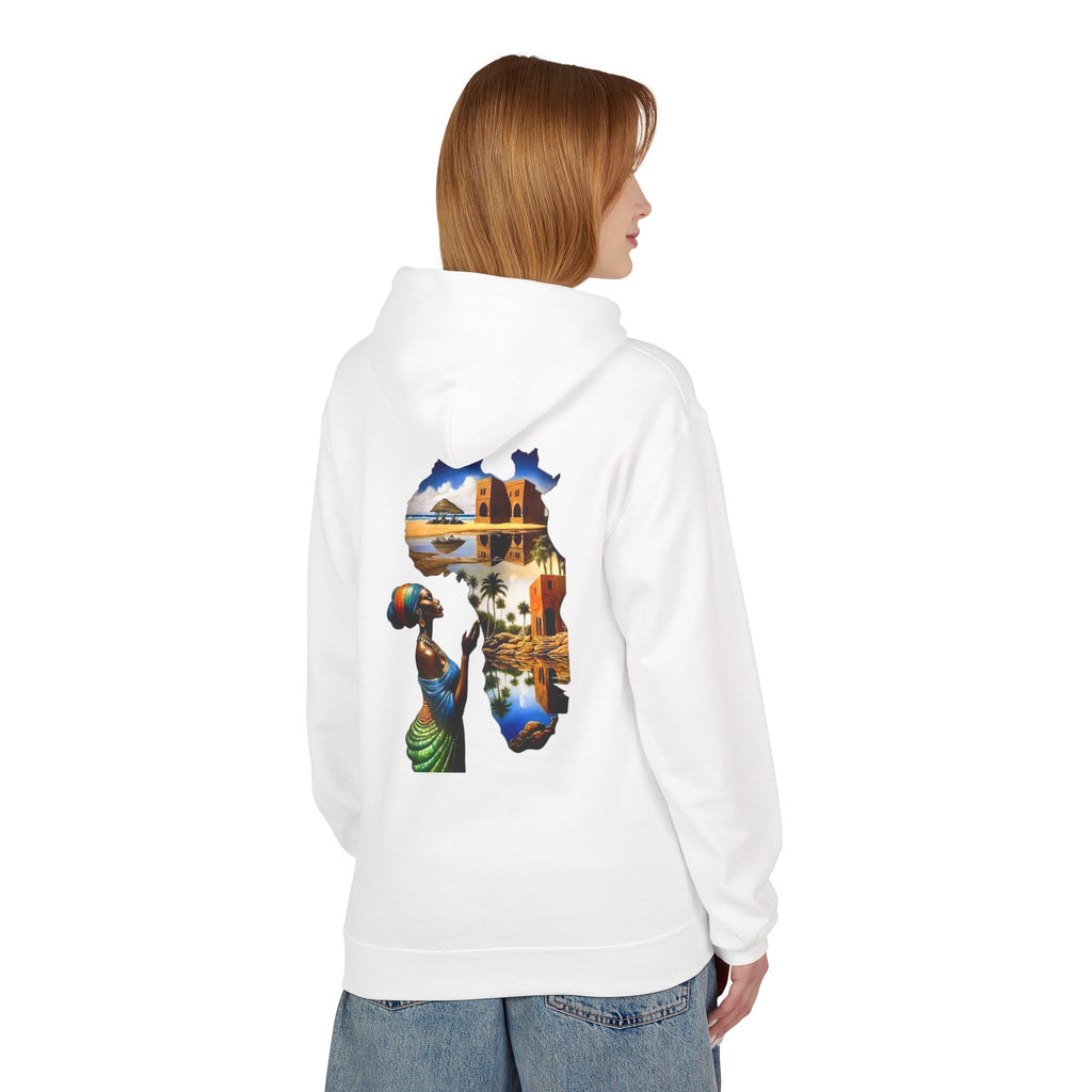 African Silhouette Hoodie — Colorful Safari & Village Landscape Design