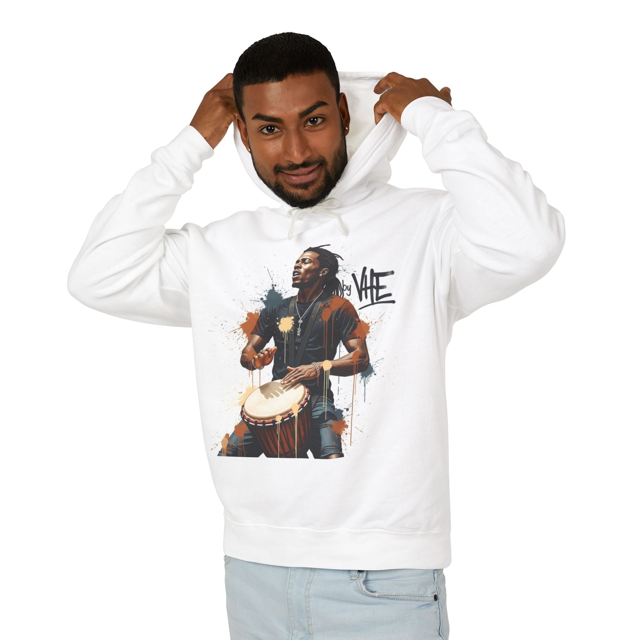 Badass Vibes Hoodie — Drummer Skull Graphic Pullover