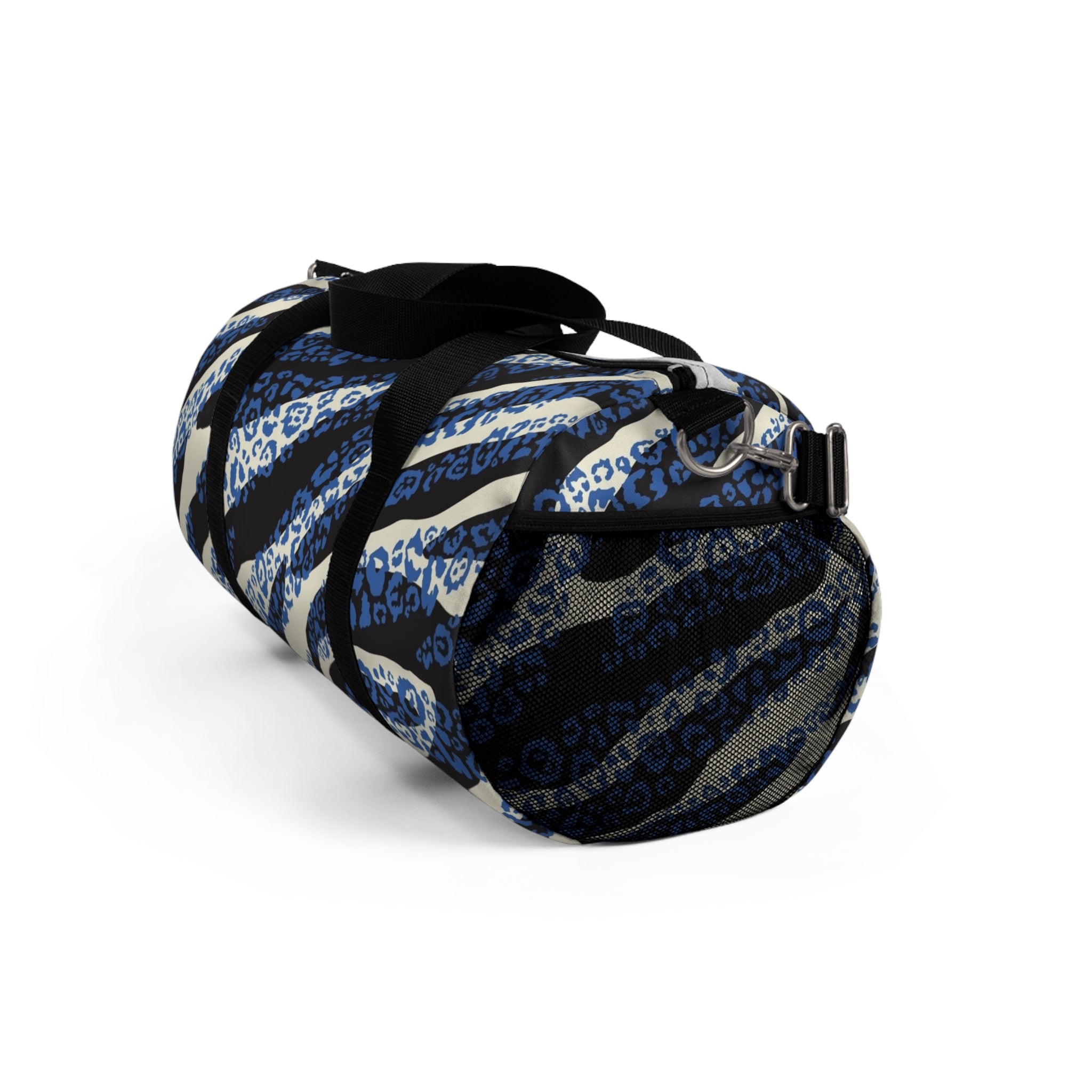 Blue Leopard Zebra Print Duffel Bag — Animal Print Travel Gym Bag