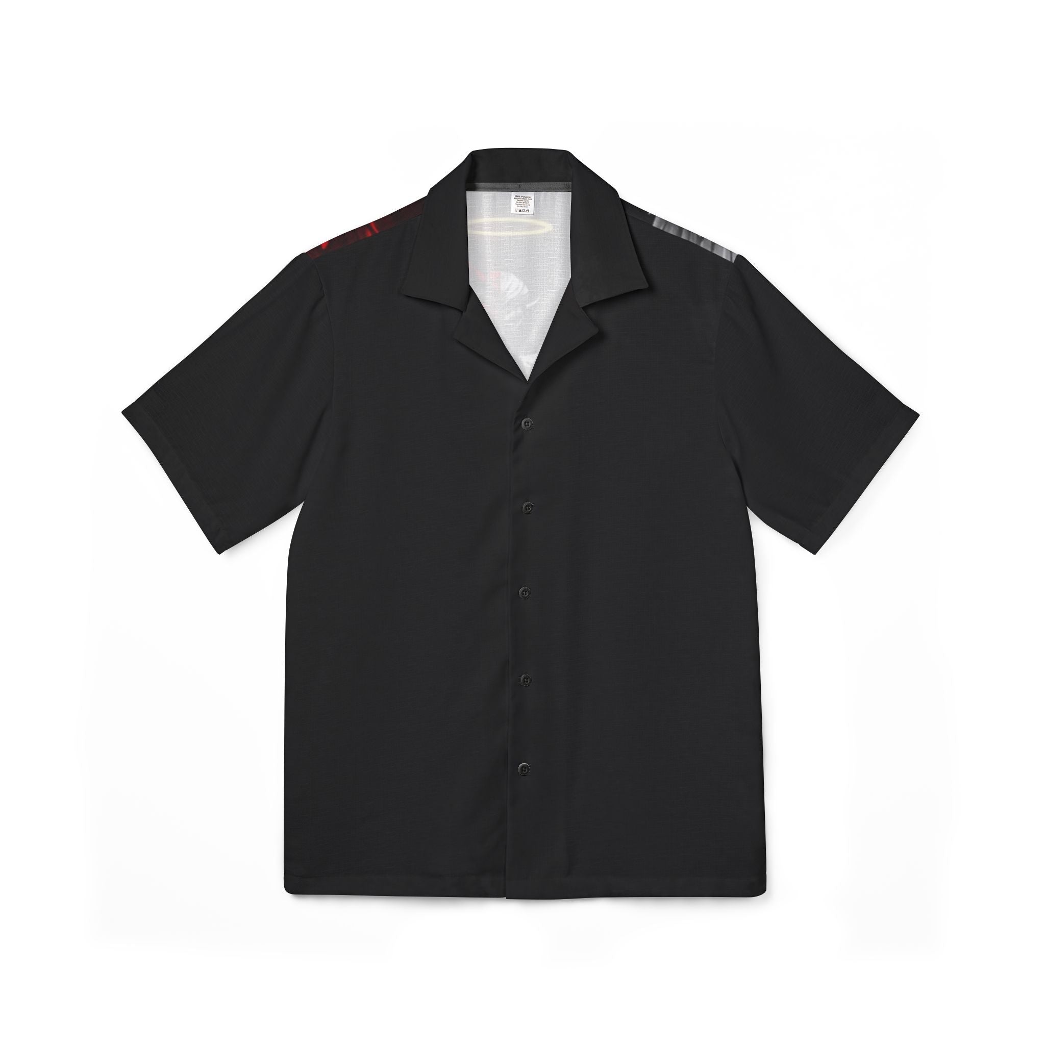 Angel & Demon Hawaiian Camp Shirt — Two-Tone Gothic AOP Button-Up