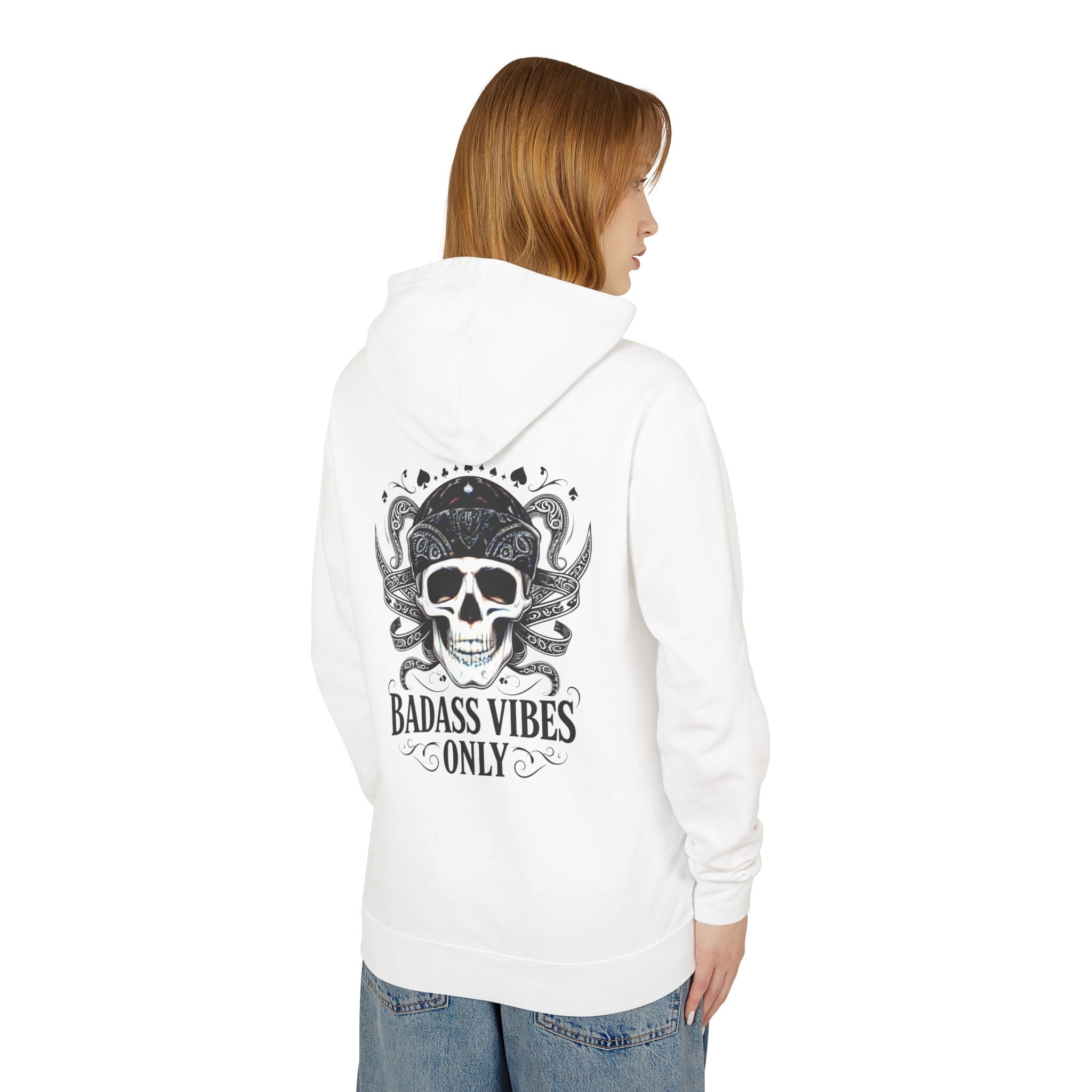 Badass Vibes Hoodie — Drummer Skull Graphic Pullover
