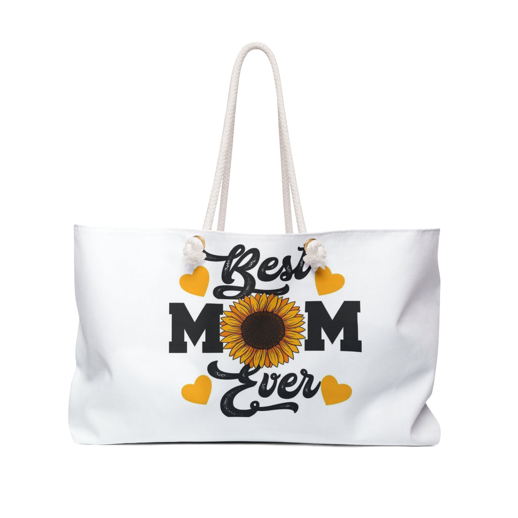 Best Mom Ever Sunflower Weekender Bag — Floral Mother’s Day Travel Tote