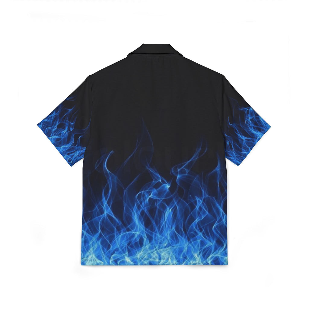 Blue Flame Hawaiian Camp Shirt — Men’s Short-Sleeve AOP Button-Up