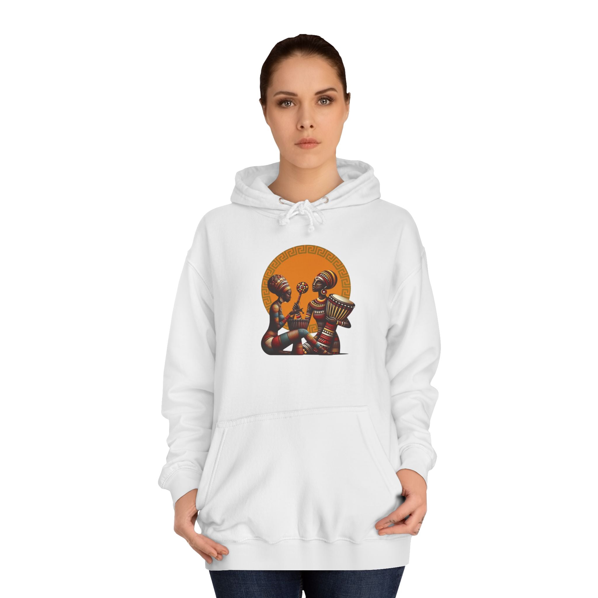 African Drum Circle Hoodie — Vibrant Sunset Afrobeat Graphic Hoodie