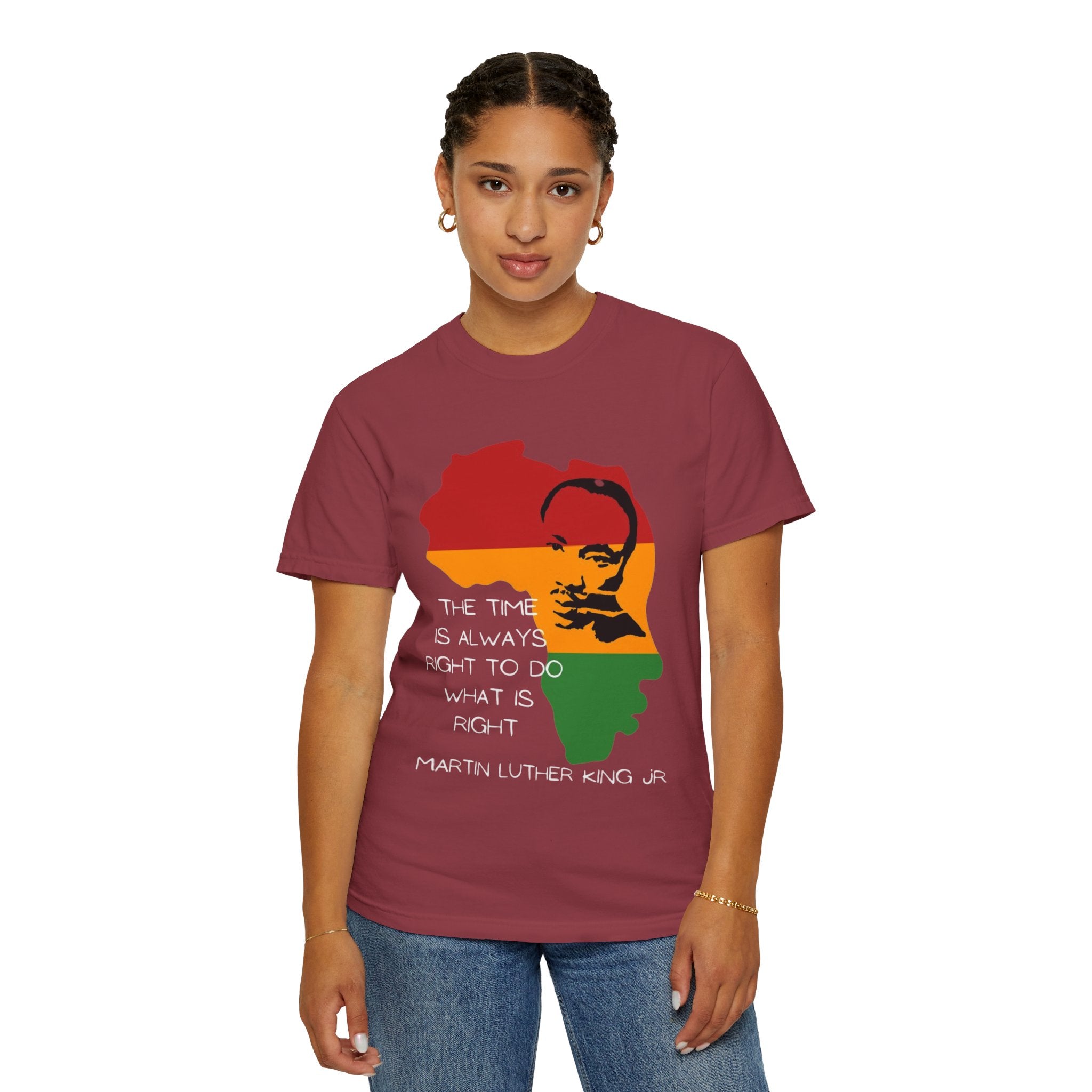 Africa Map RBG Flag T-Shirt — Pan-African Colors with Portrait