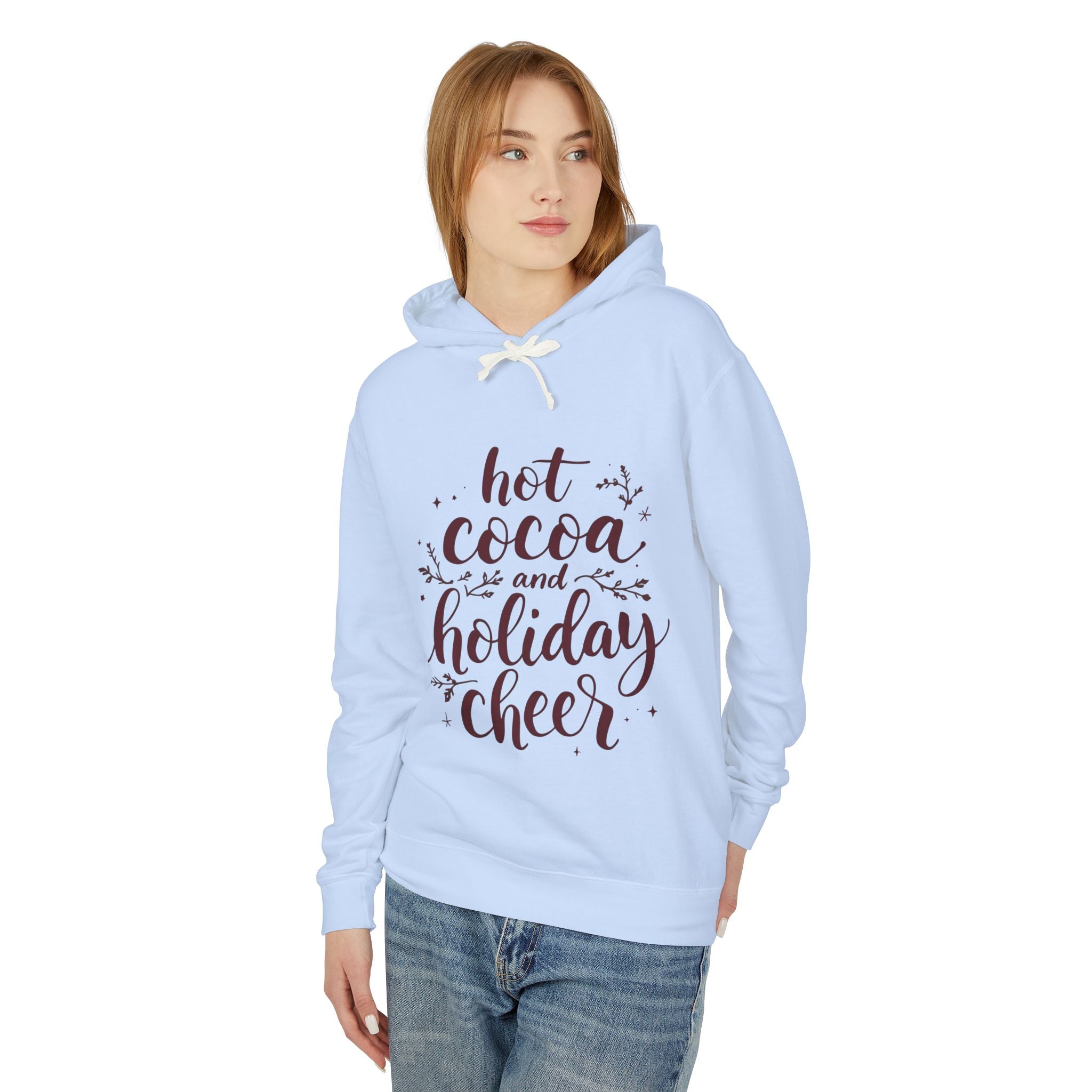 Holiday Cheer Hoodie — "Hot Cocoa and Holiday Cheer" Lightweight Pullover