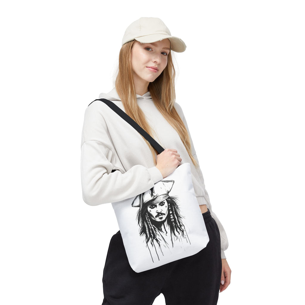 Artistic Pirate Skull Tote Bag — Gothic Sketch Tote for Fans