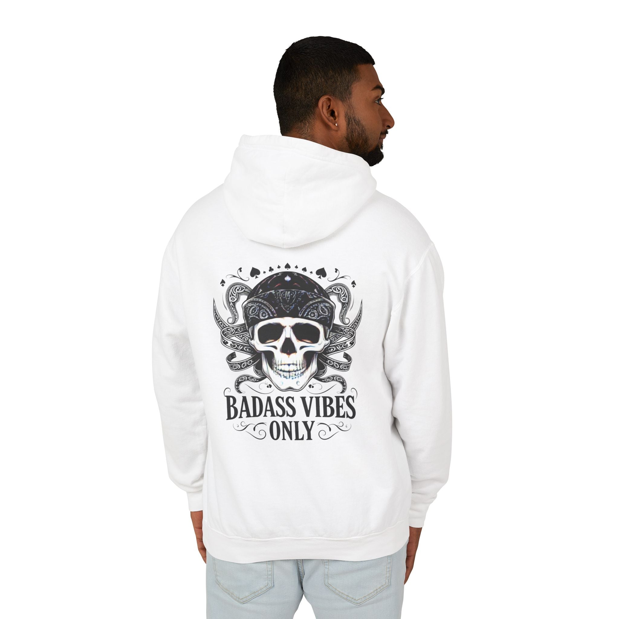 Badass Vibes Hoodie — Drummer Skull Graphic Pullover