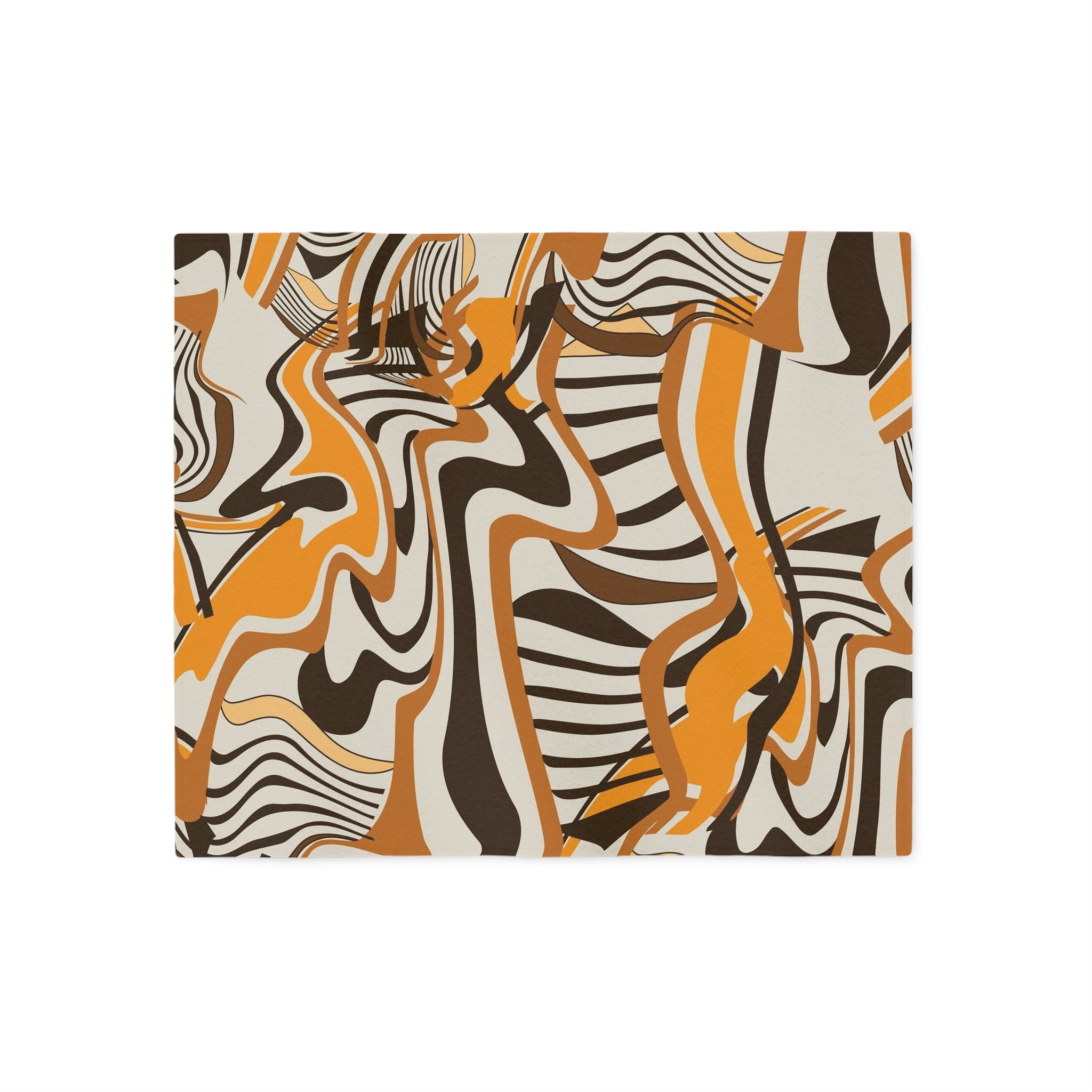 Abstract Retro Swirl Blanket – Cozy Orange & Brown Psychedelic Throw