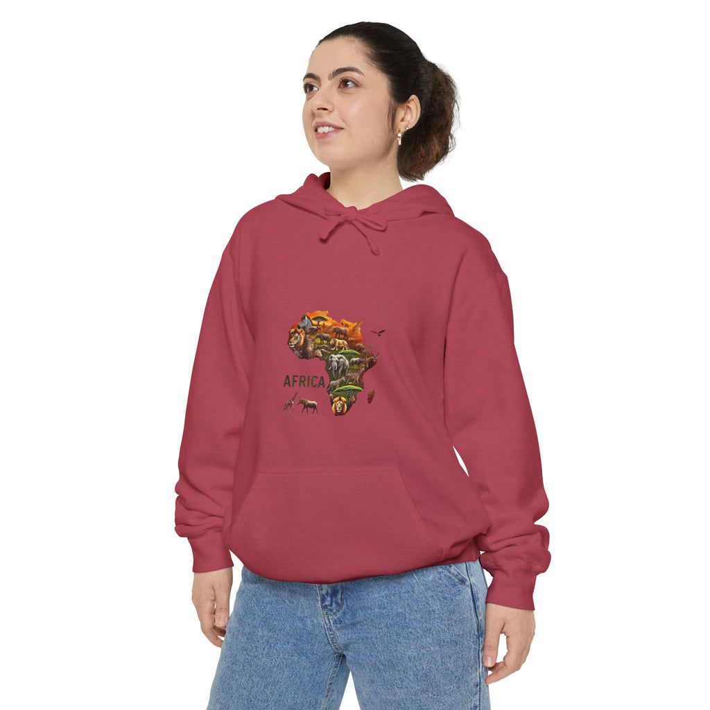 Africa Wildlife Map Hoodie — Safari Animal Graphic Pullover
