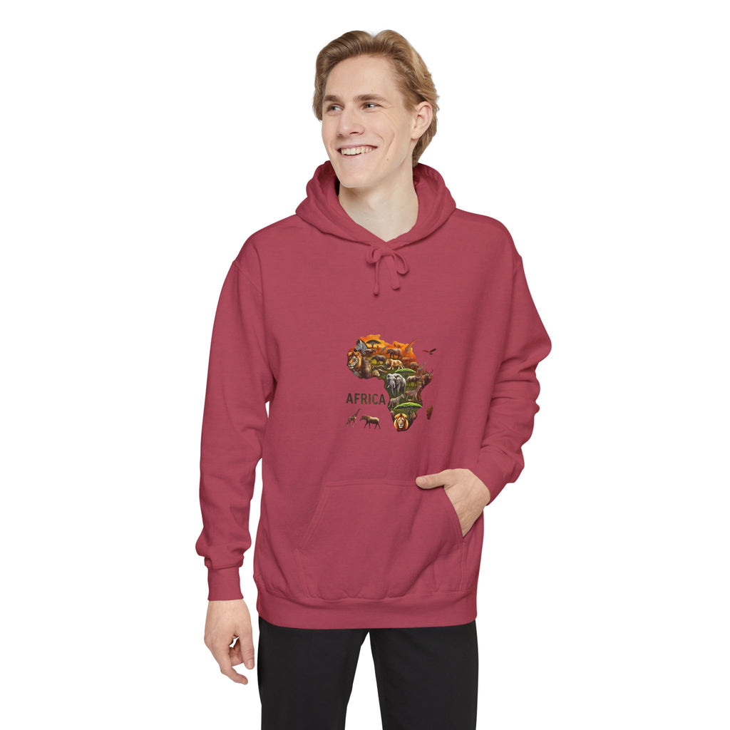 Africa Wildlife Map Hoodie — Safari Animal Graphic Pullover