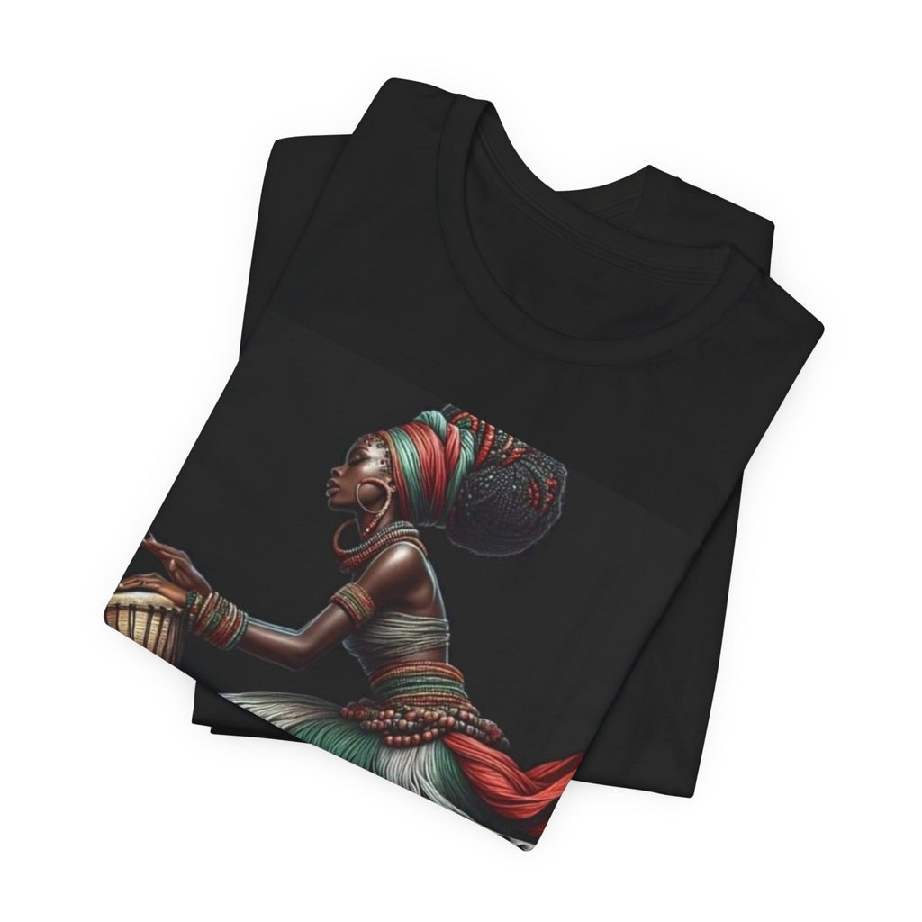 Drumming Goddess T-Shirt — Vibrant African Dance Art Tee
