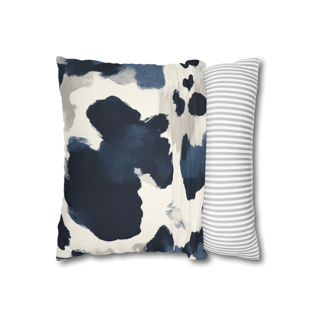 Abstract Indigo Cowhide Pillowcase — Blue Watercolor Throw Pillow Cover