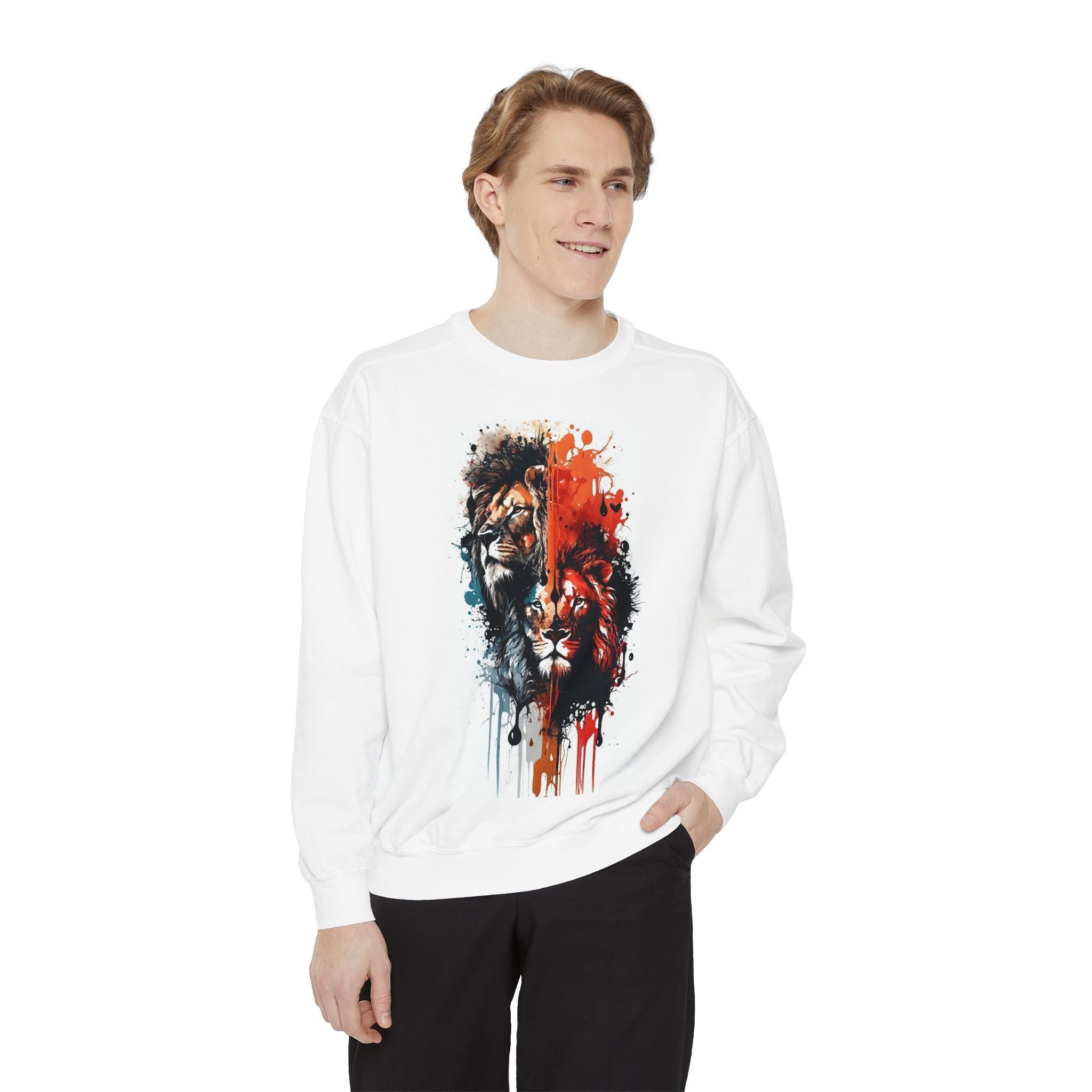 Christian Lion Cross Sweatshirt — Jesus Cross Graphic Pullover