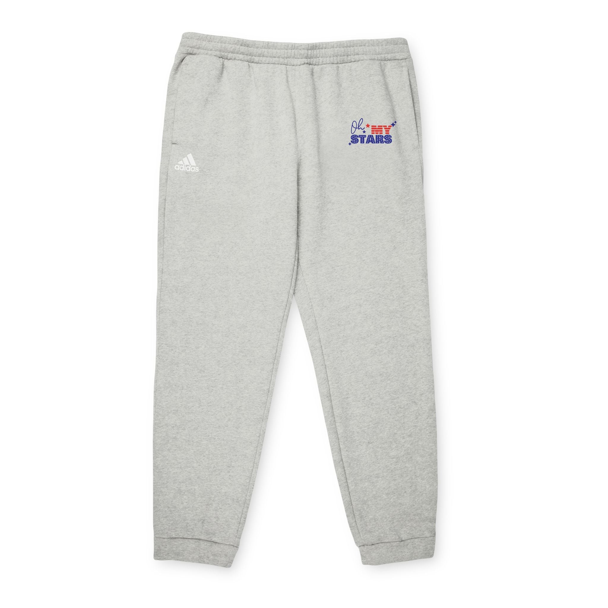 Adidas Fleece Joggers — Grey Cozy Sweatpants with Small USA Flag Logo