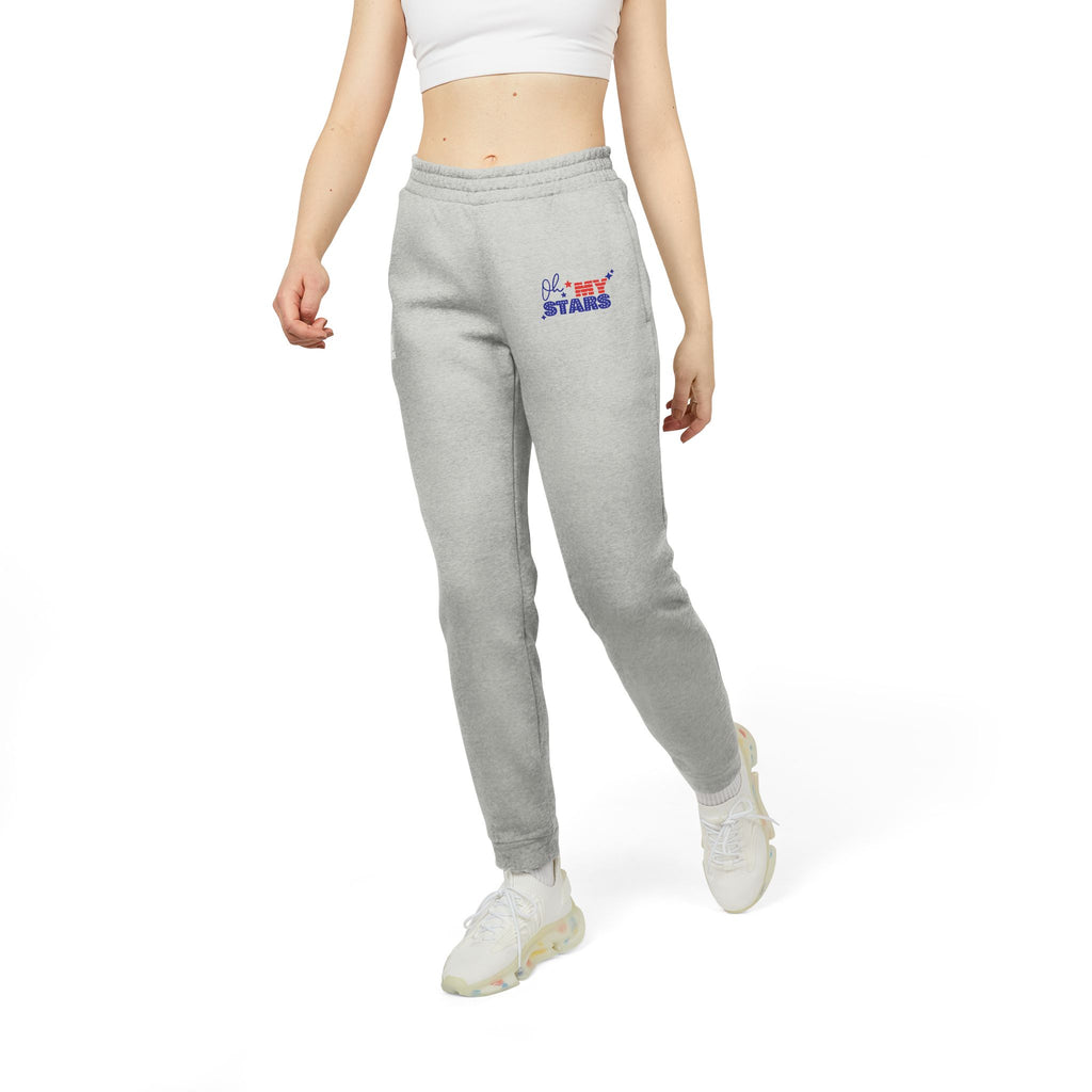 Adidas Fleece Joggers — Grey Cozy Sweatpants with Small USA Flag Logo
