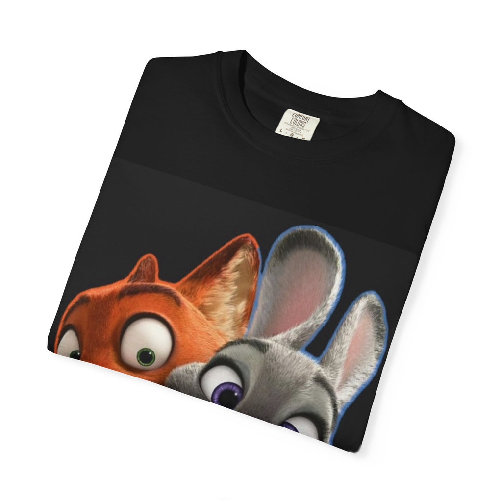 Animated Fox & Bunny Graphic T-Shirt — Cute Cartoon Character Tee