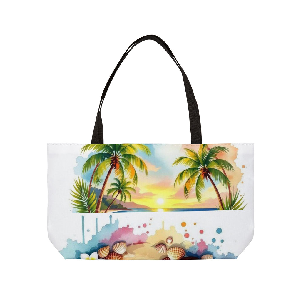 Beach Sunset Weekender Tote Bag — Palm Trees, Seashells & Tropical Vacation Bag