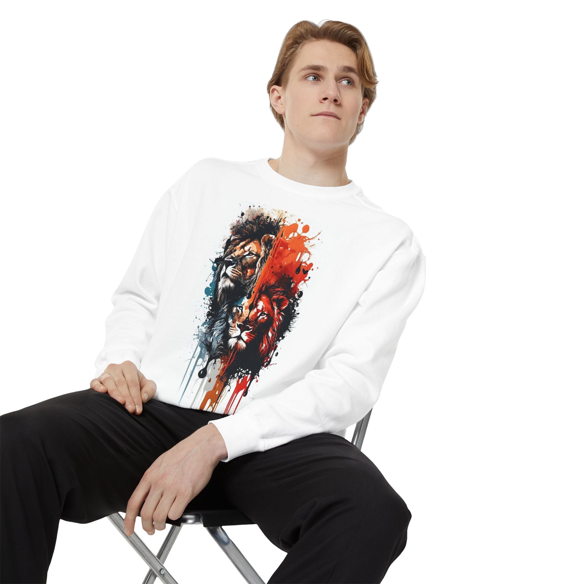 Christian Lion Cross Sweatshirt — Jesus Cross Graphic Pullover