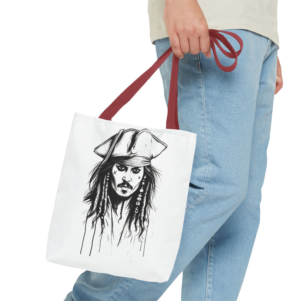 Artistic Pirate Skull Tote Bag — Gothic Sketch Tote for Fans