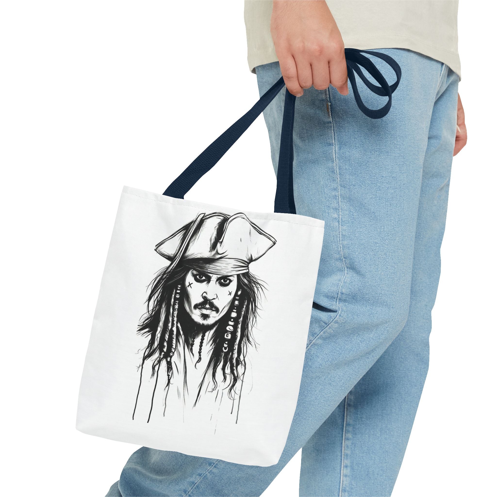 Artistic Pirate Skull Tote Bag — Gothic Sketch Tote for Fans