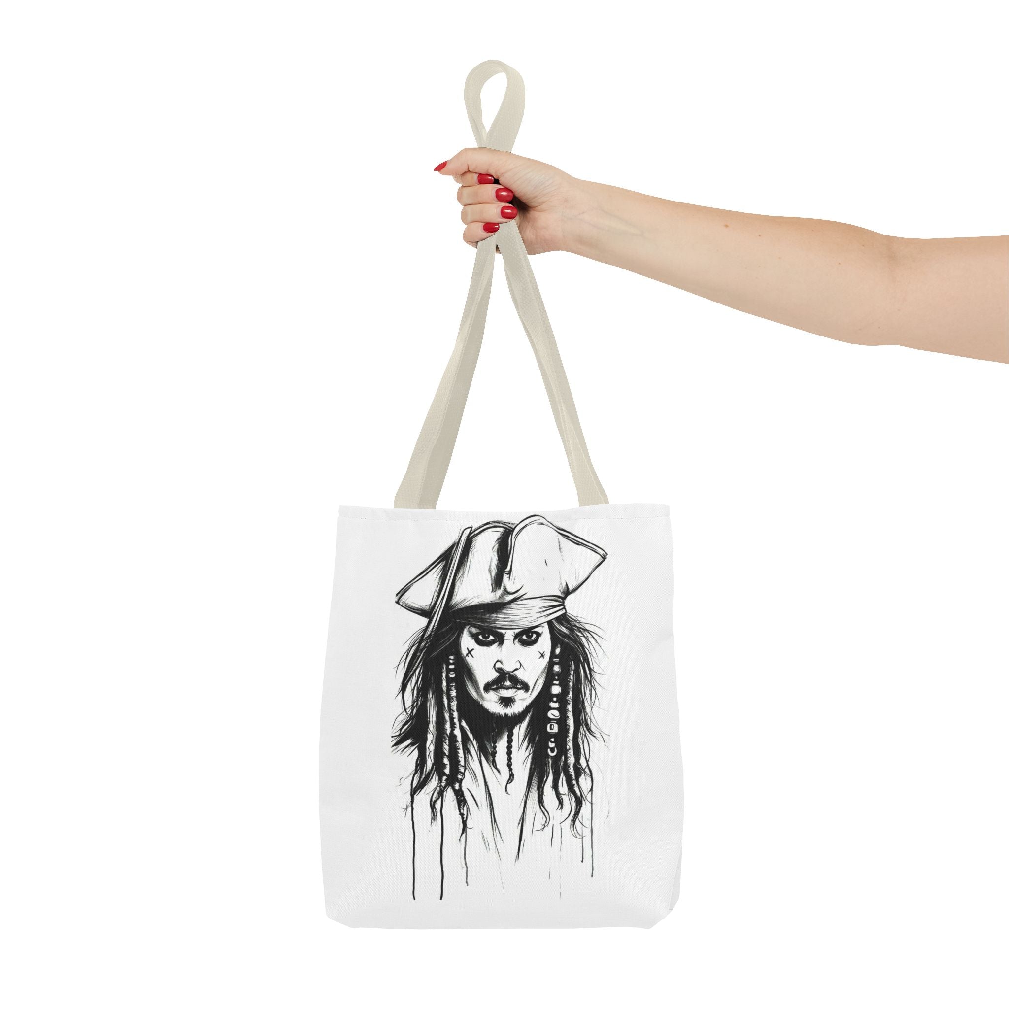 Artistic Pirate Skull Tote Bag — Gothic Sketch Tote for Fans