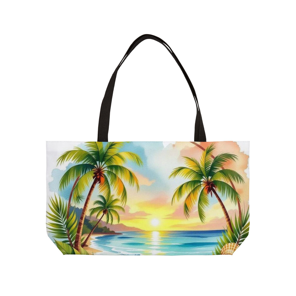 Beach Sunset Weekender Tote Bag — Palm Trees, Seashells & Tropical Vacation Bag