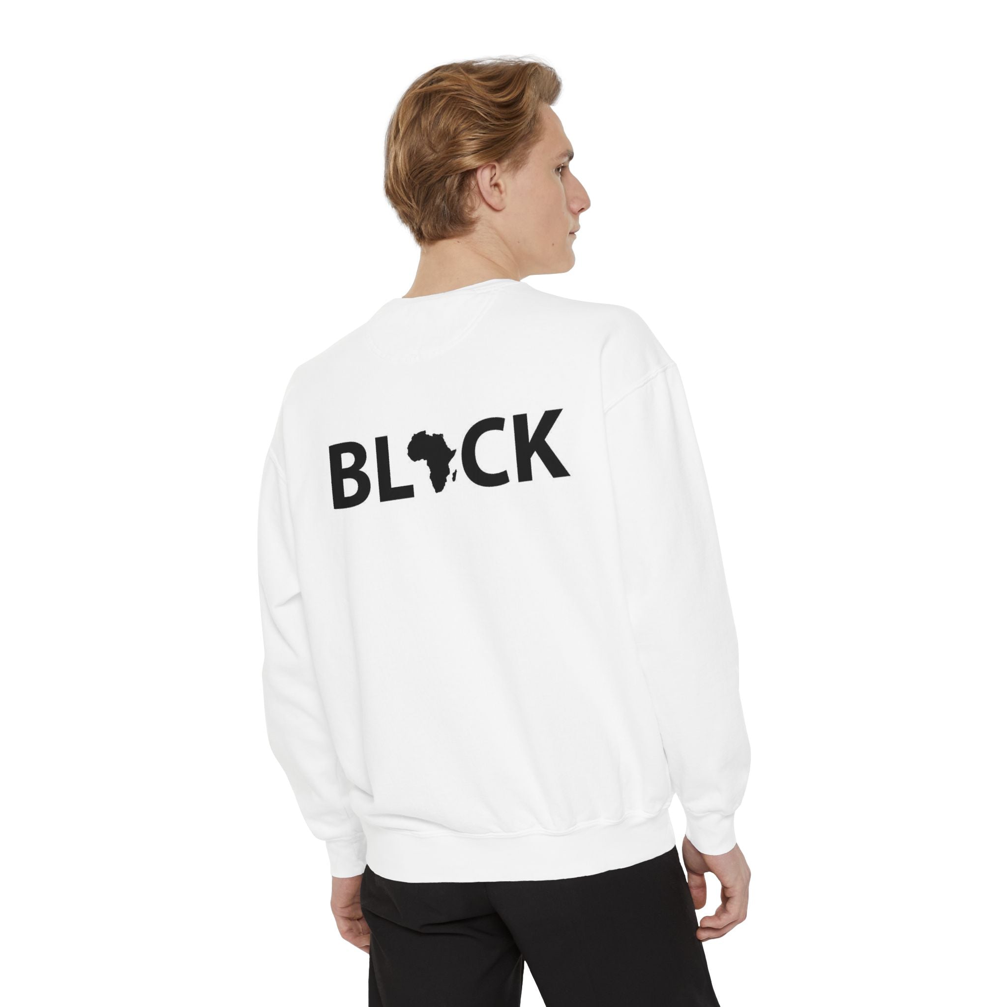 African Heritage Faces Crewneck Sweatshirt — "BLACK" Back Graphic