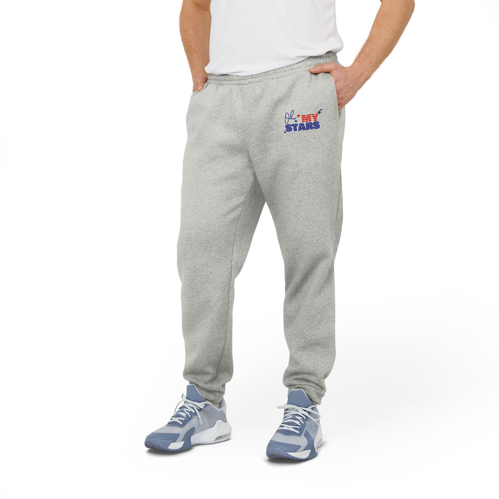 Adidas Fleece Joggers — Grey Cozy Sweatpants with Small USA Flag Logo