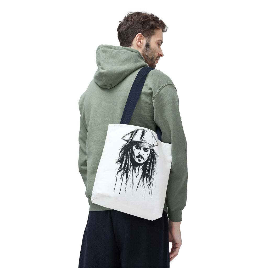 Artistic Pirate Skull Tote Bag — Gothic Sketch Tote for Fans