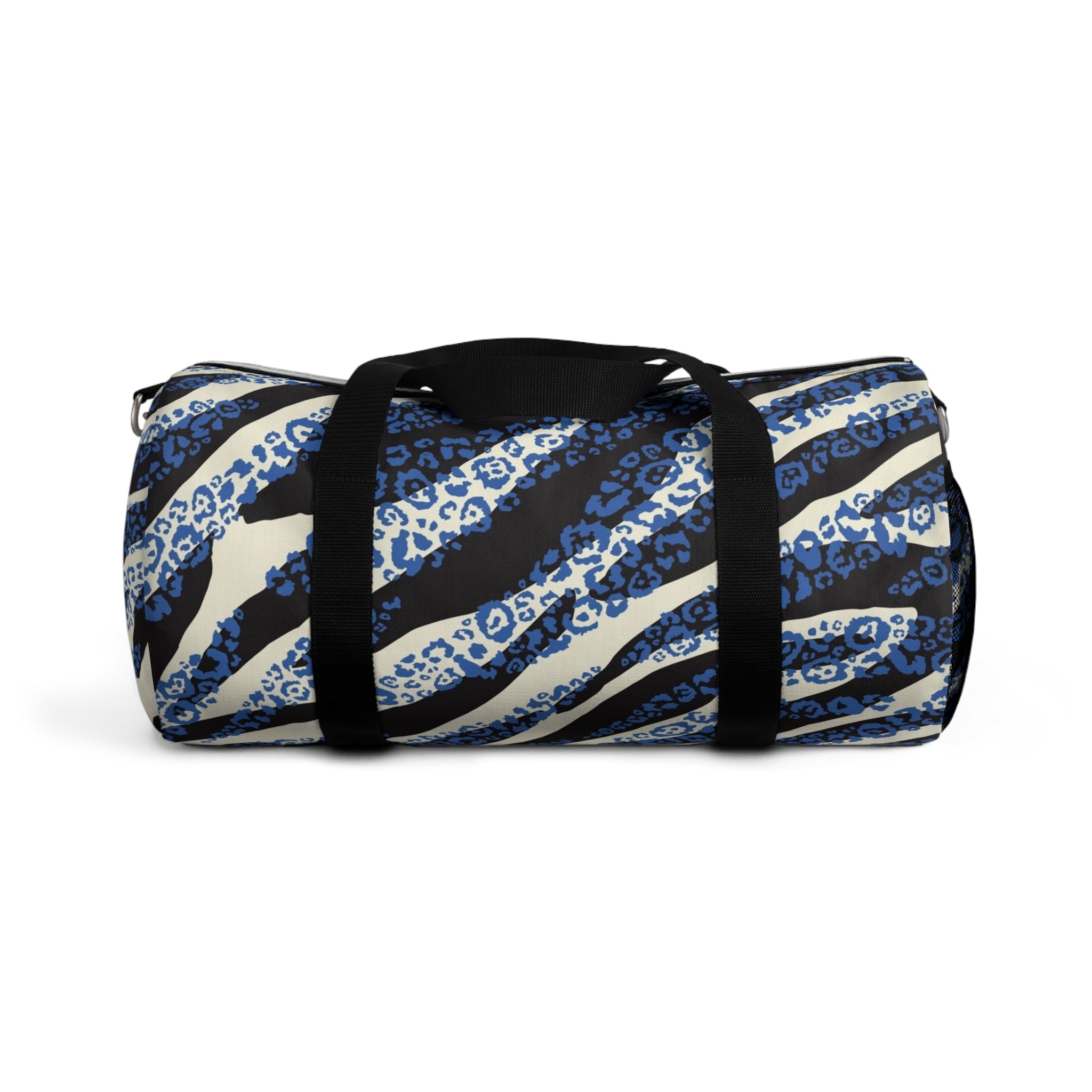 Blue Leopard Zebra Print Duffel Bag — Animal Print Travel Gym Bag