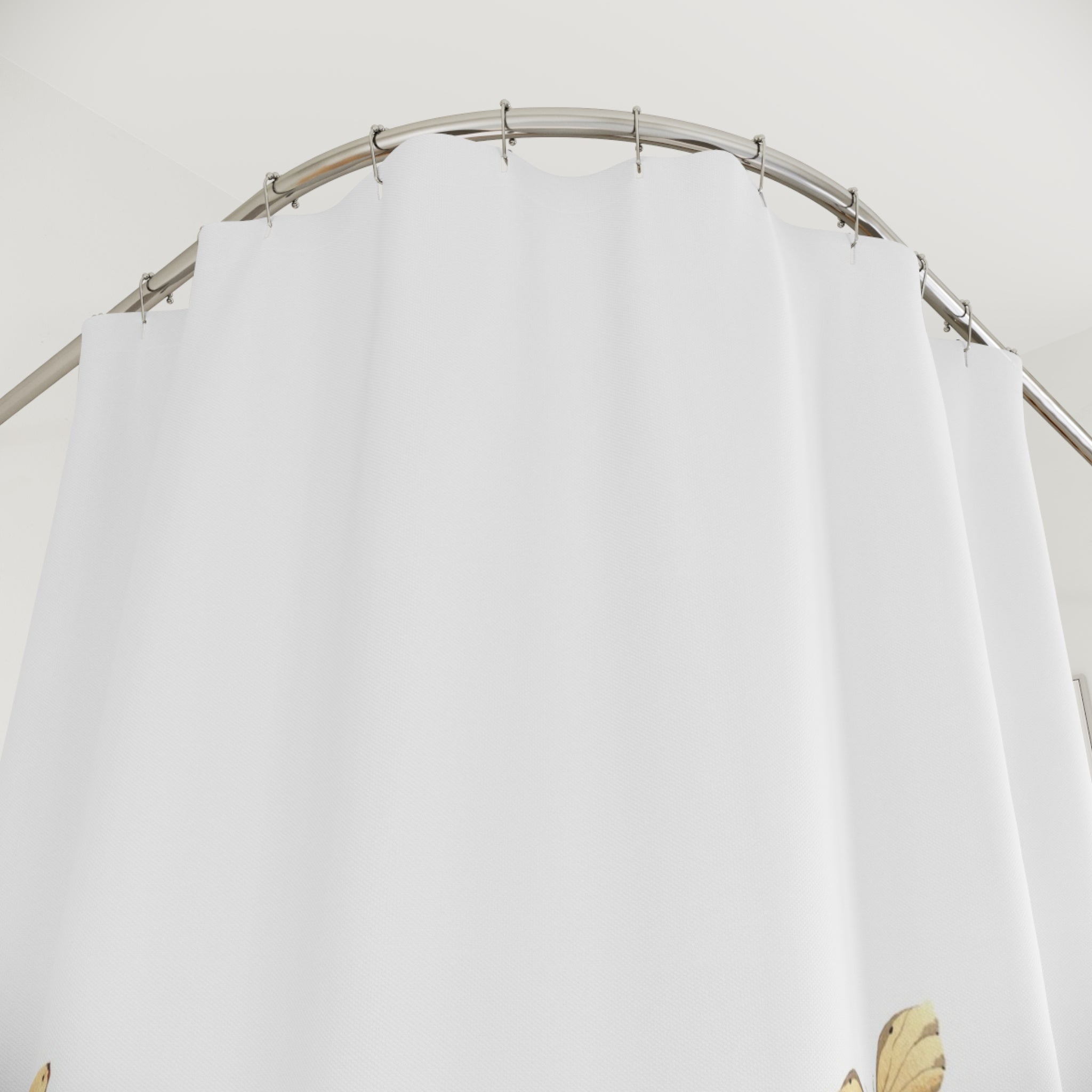 Botanical Meadow Shower Curtain — Watercolor Wildflowers & Butterflies