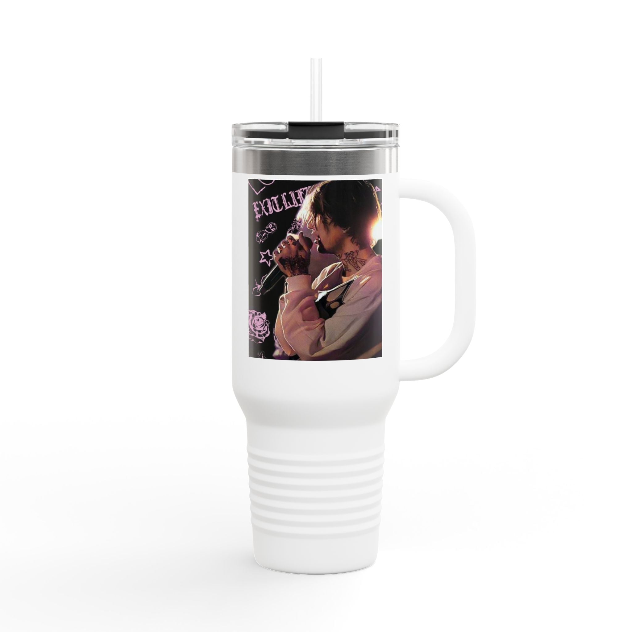 40oz Insulated Travel Mug — Vintage Music Portrait Design