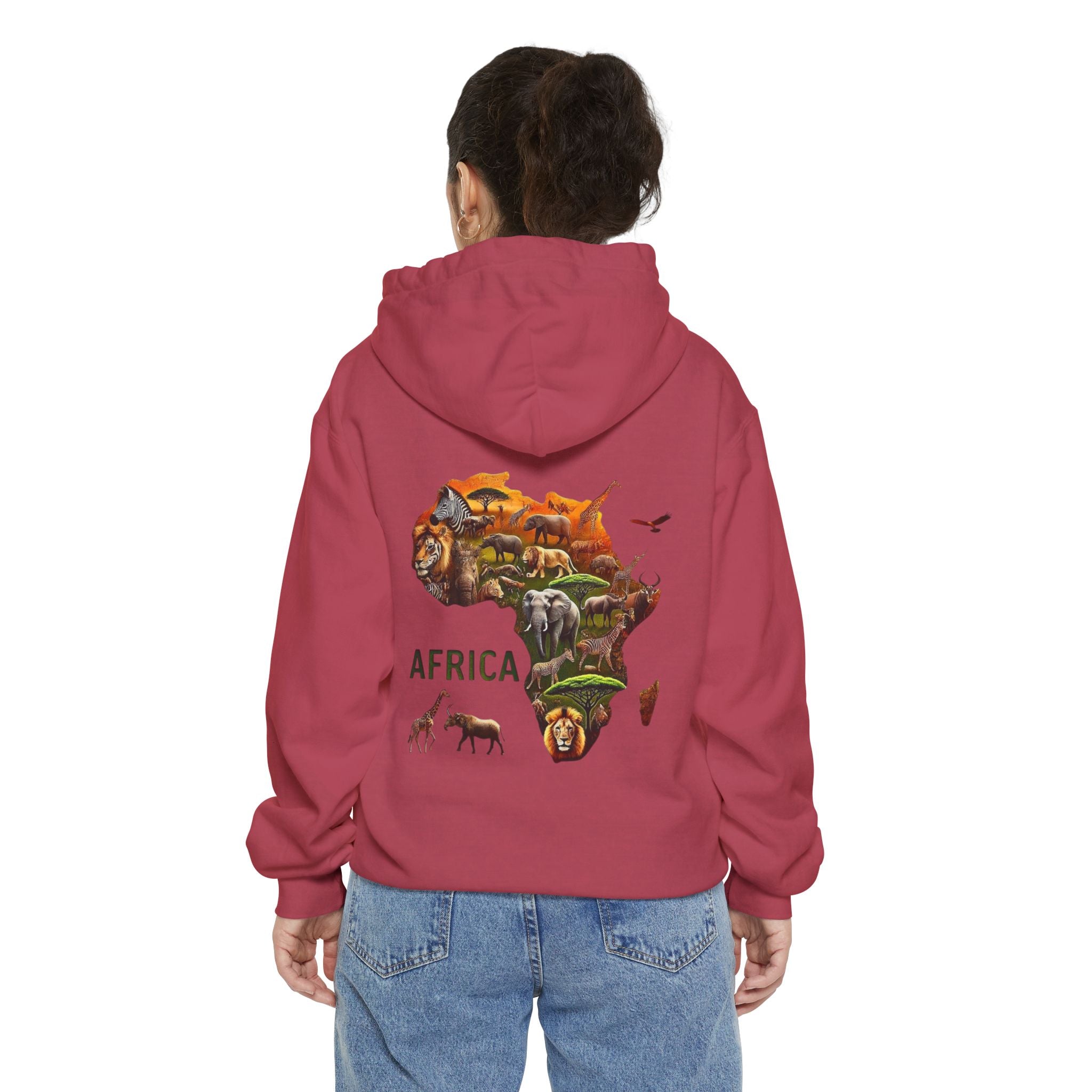 Africa Wildlife Map Hoodie — Safari Animal Graphic Pullover