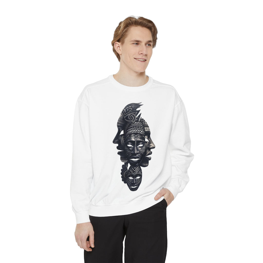 African Heritage Faces Crewneck Sweatshirt — "BLACK" Back Graphic