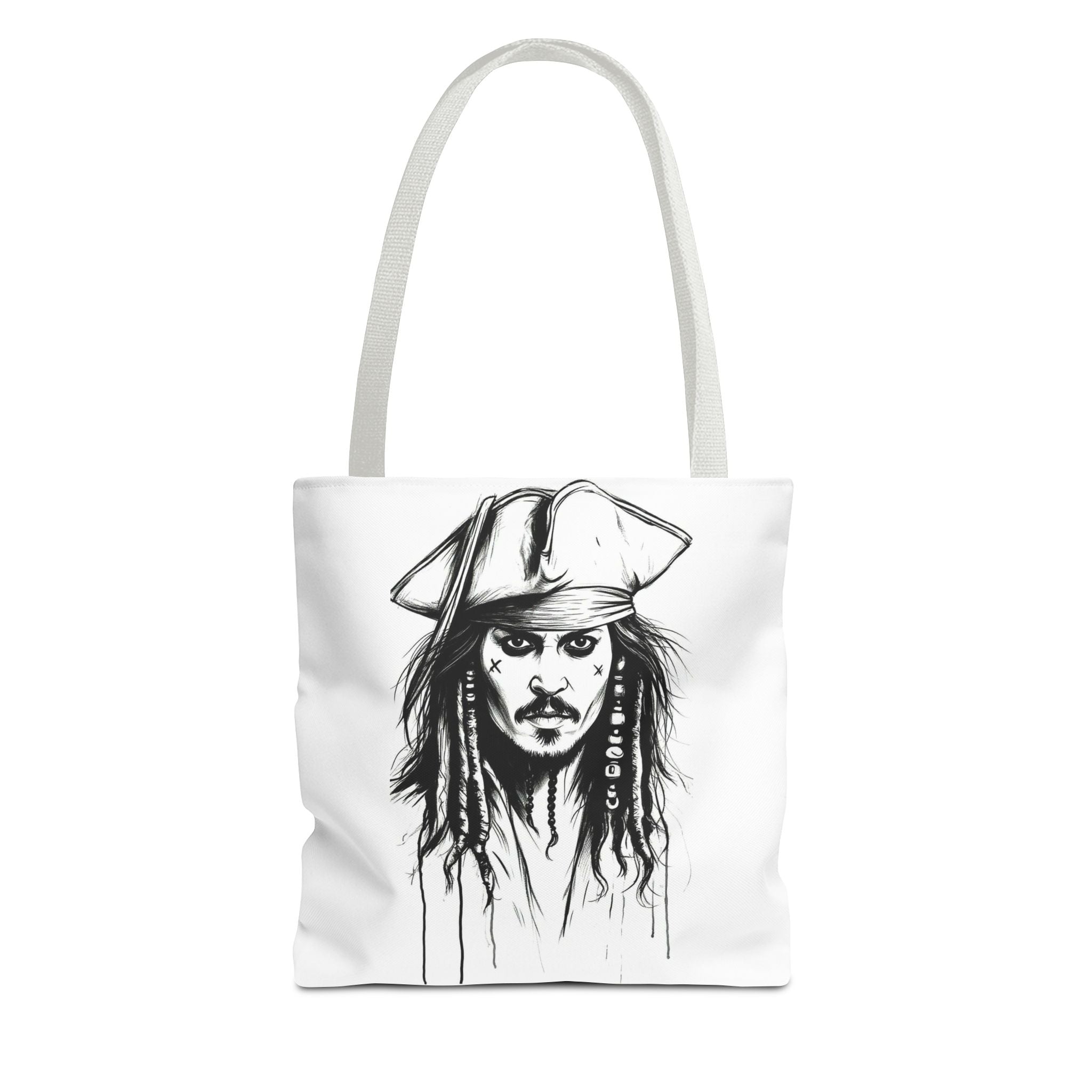 Artistic Pirate Skull Tote Bag — Gothic Sketch Tote for Fans