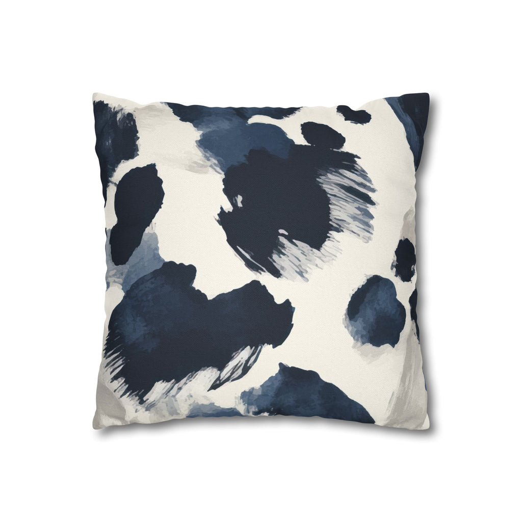 Abstract Indigo Cowhide Pillowcase — Blue Watercolor Throw Pillow Cover