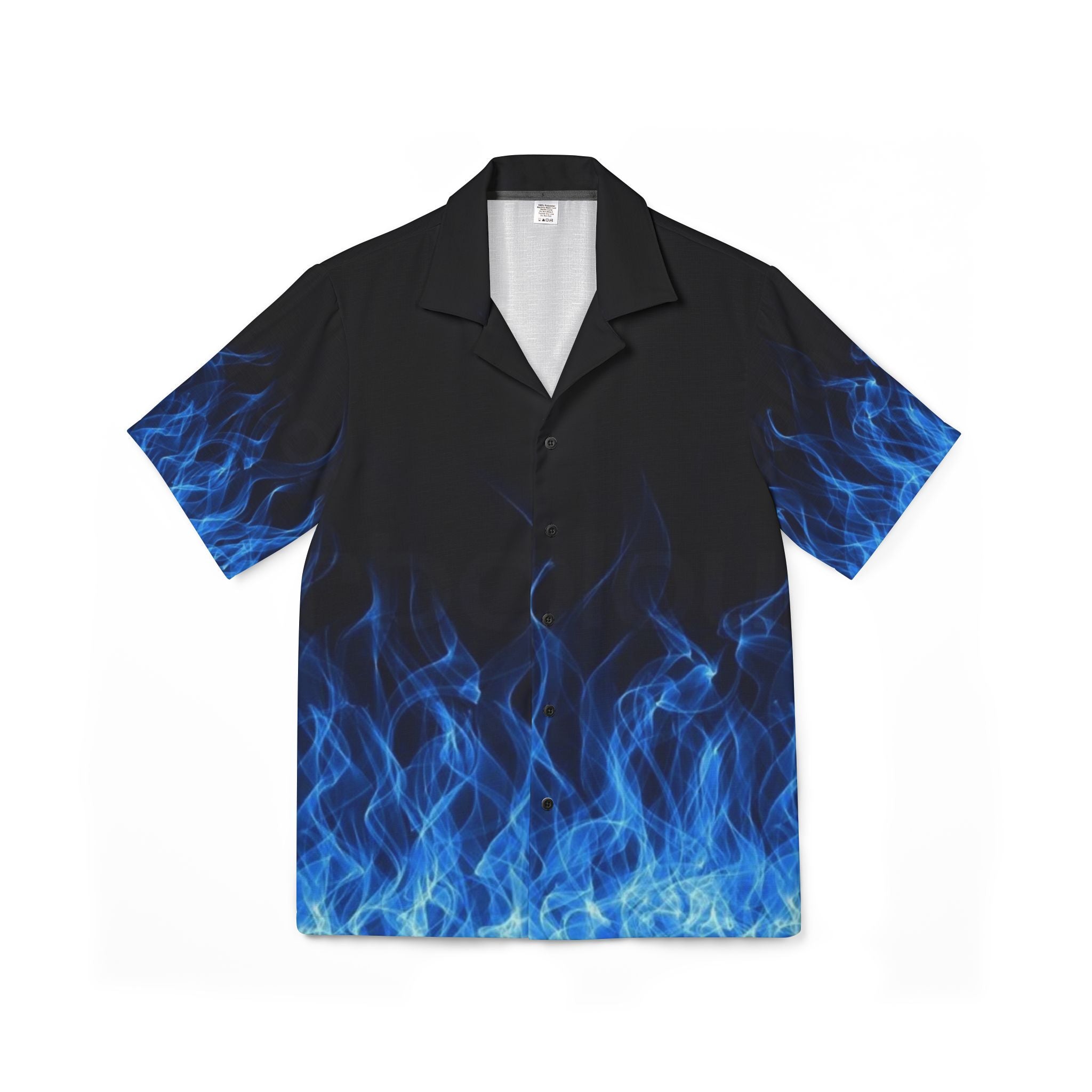 Blue Flame Hawaiian Camp Shirt — Men’s Short-Sleeve AOP Button-Up